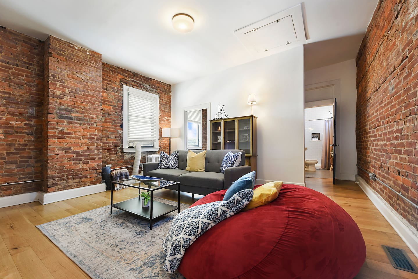 Cozy memory foam "bean bag" chair in the theater room