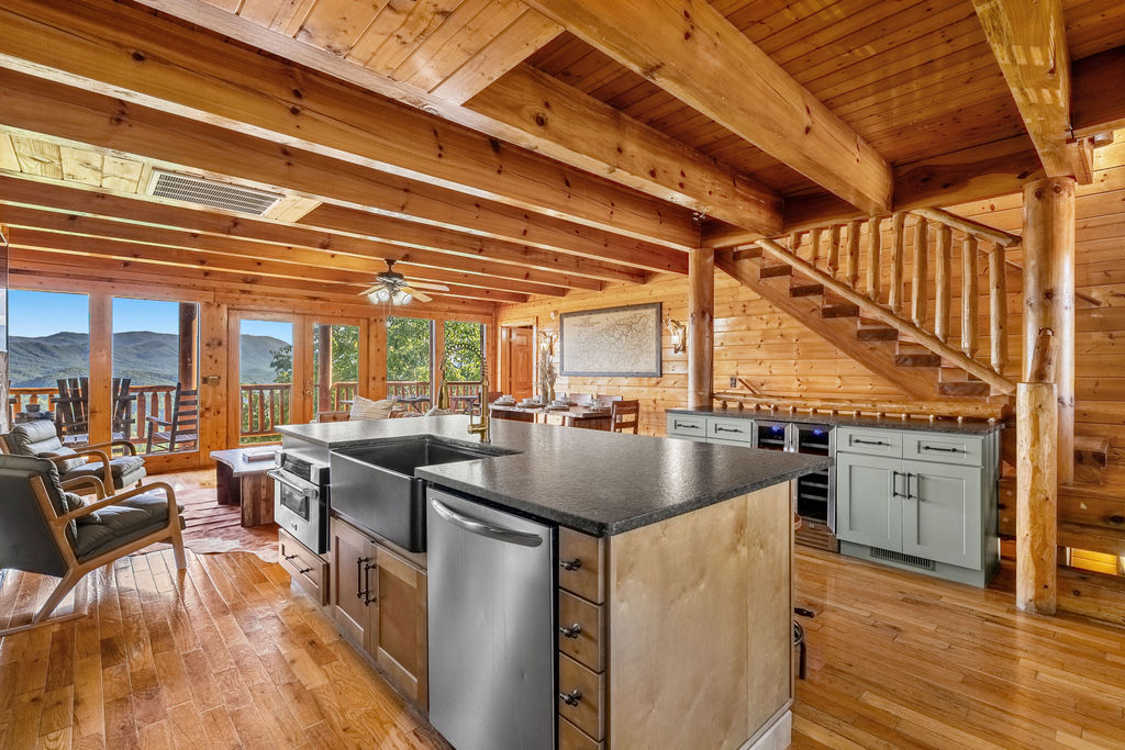 A chef&rsquo;s dream in the mountains&mdash;gleaming stainless steel appliances and thoughtful touches throughout.