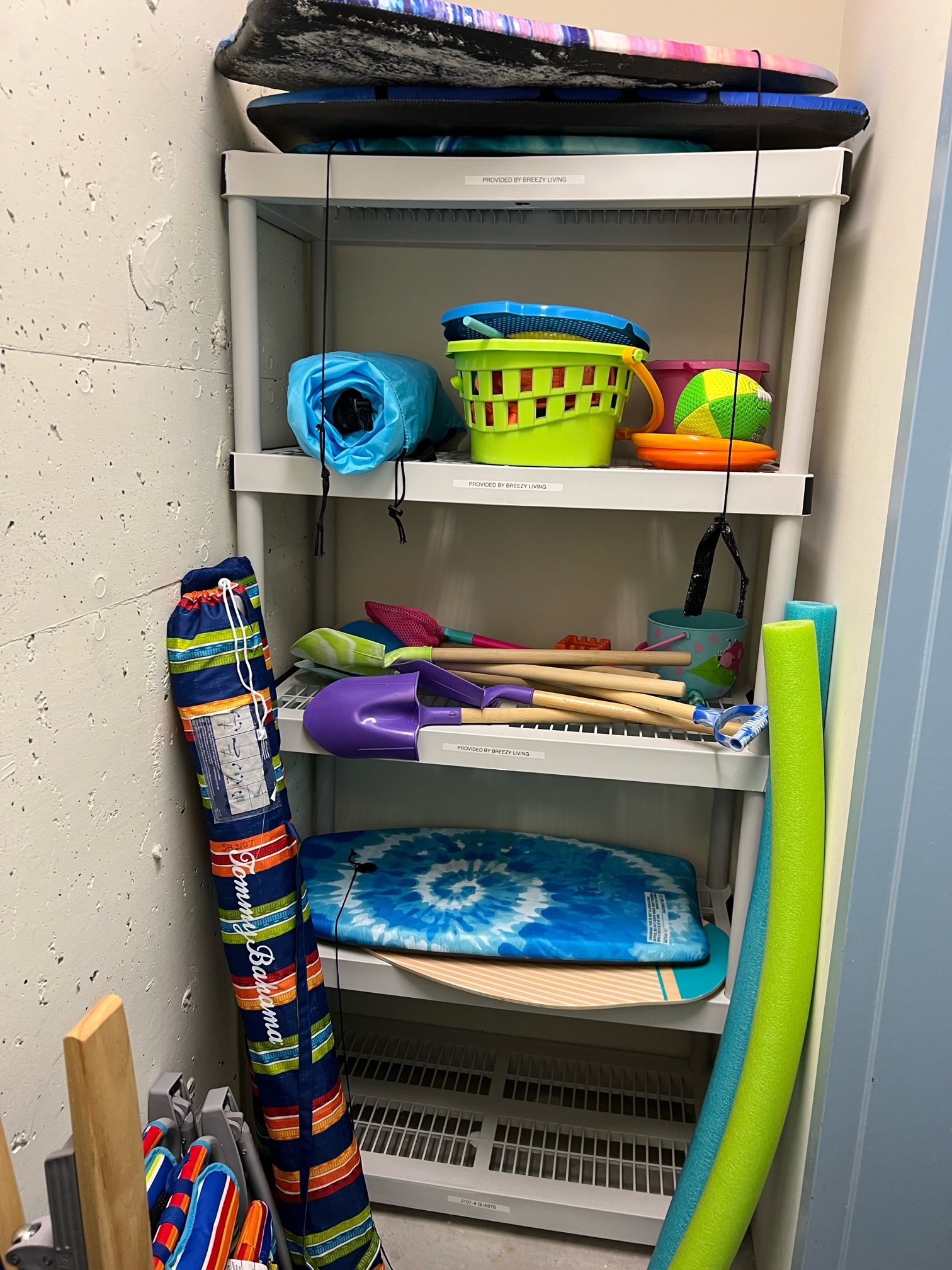 Play at the beach in the sand and waves with our shovels, buckets and boogie boards. (Items may vary)