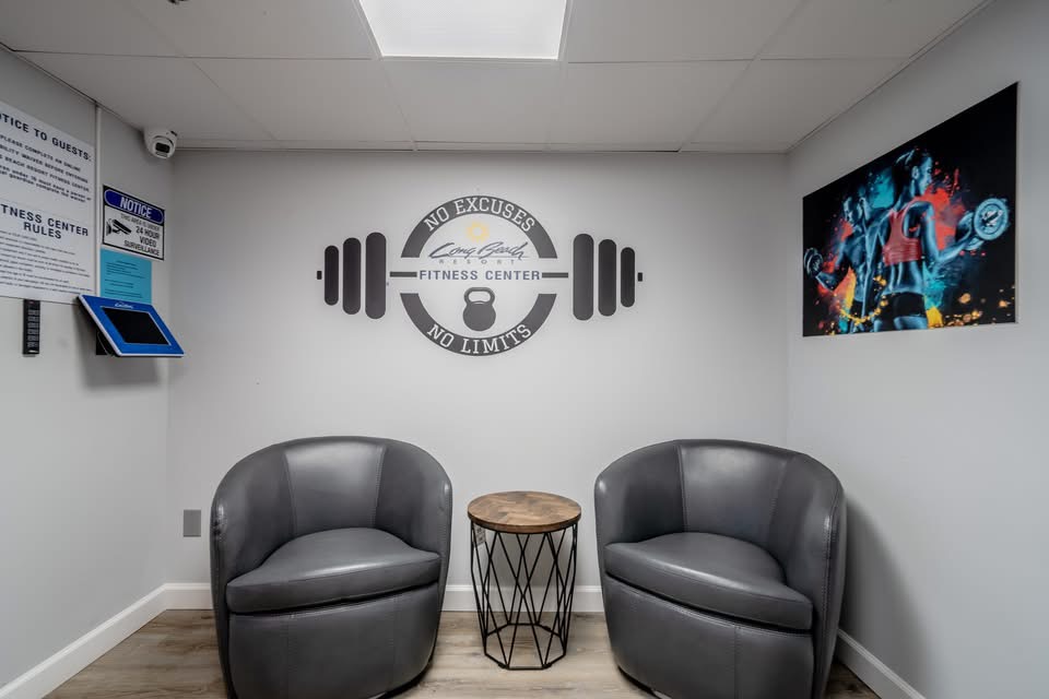 Resort gym, tower 3, sign waiver at HOA to get code. 