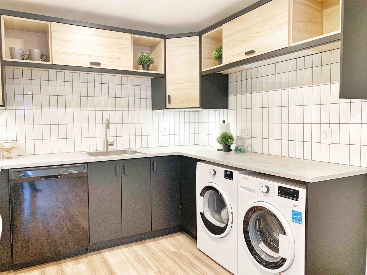 In-suite washer and dryer available for guest use.