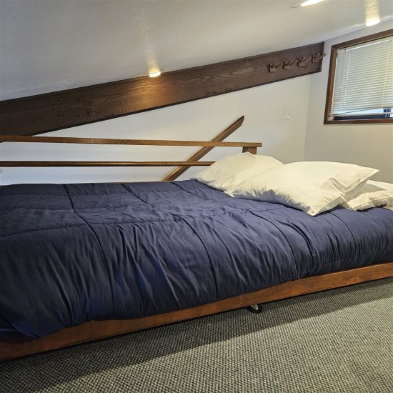 Loft area: Full-size bed.
