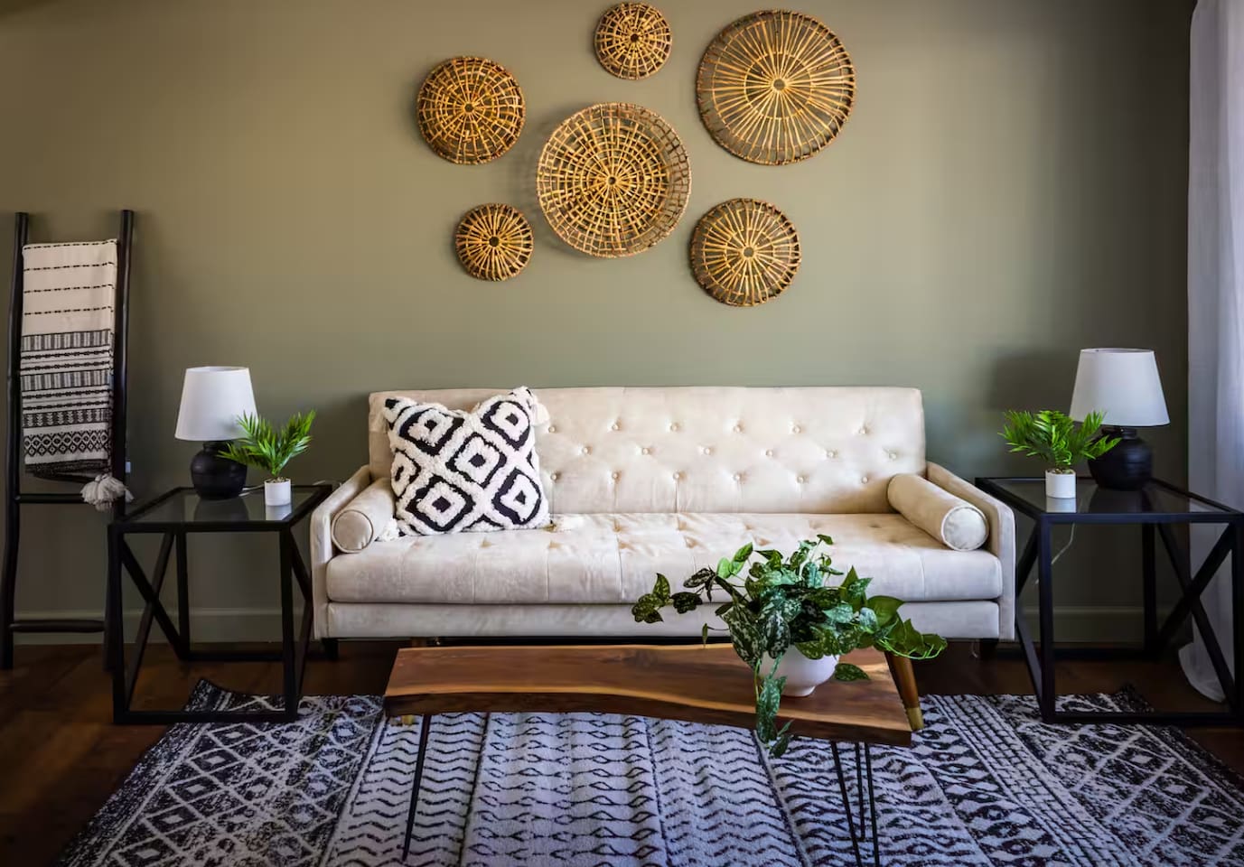 Layered textures and a warm color palette make this room as photogenic as it is comfortable.