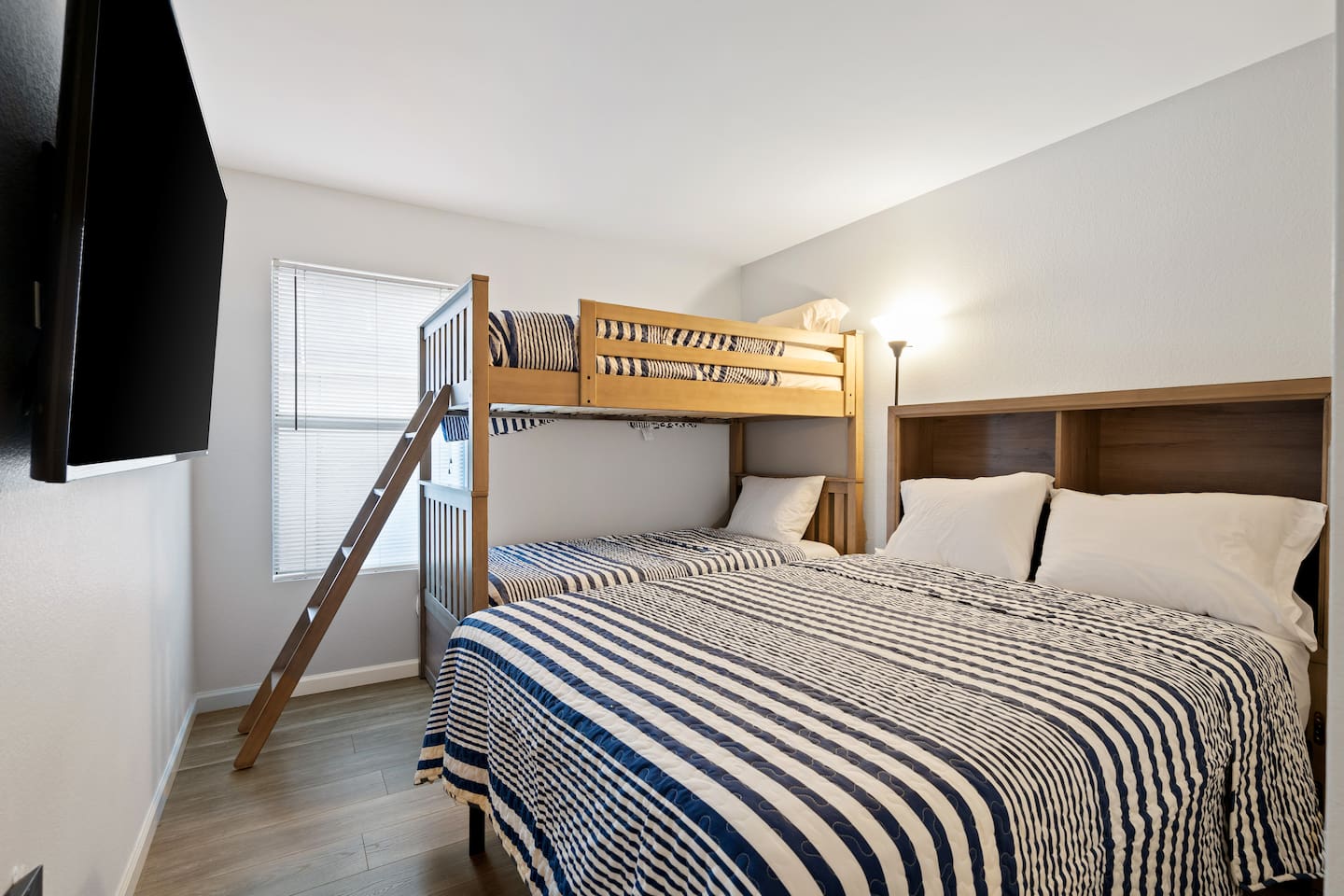 The fourth bedroom has one bunk bed and one full bed.