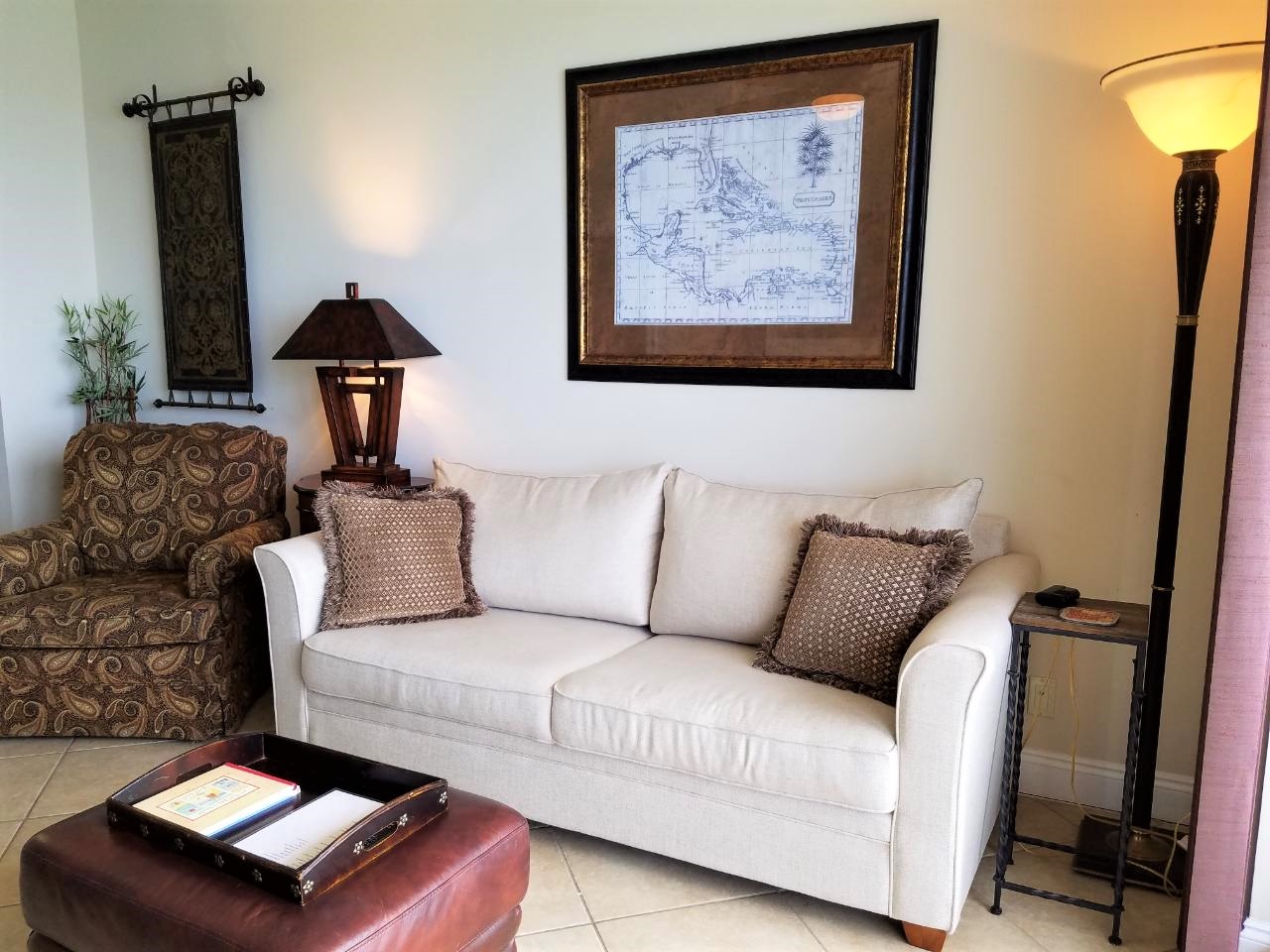 Main living area sofa converts to a comfortabe queen size sleeper too!