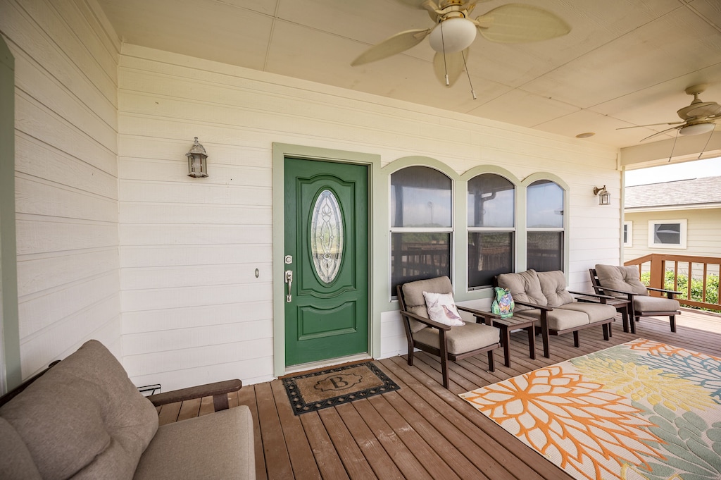 patio facing the river