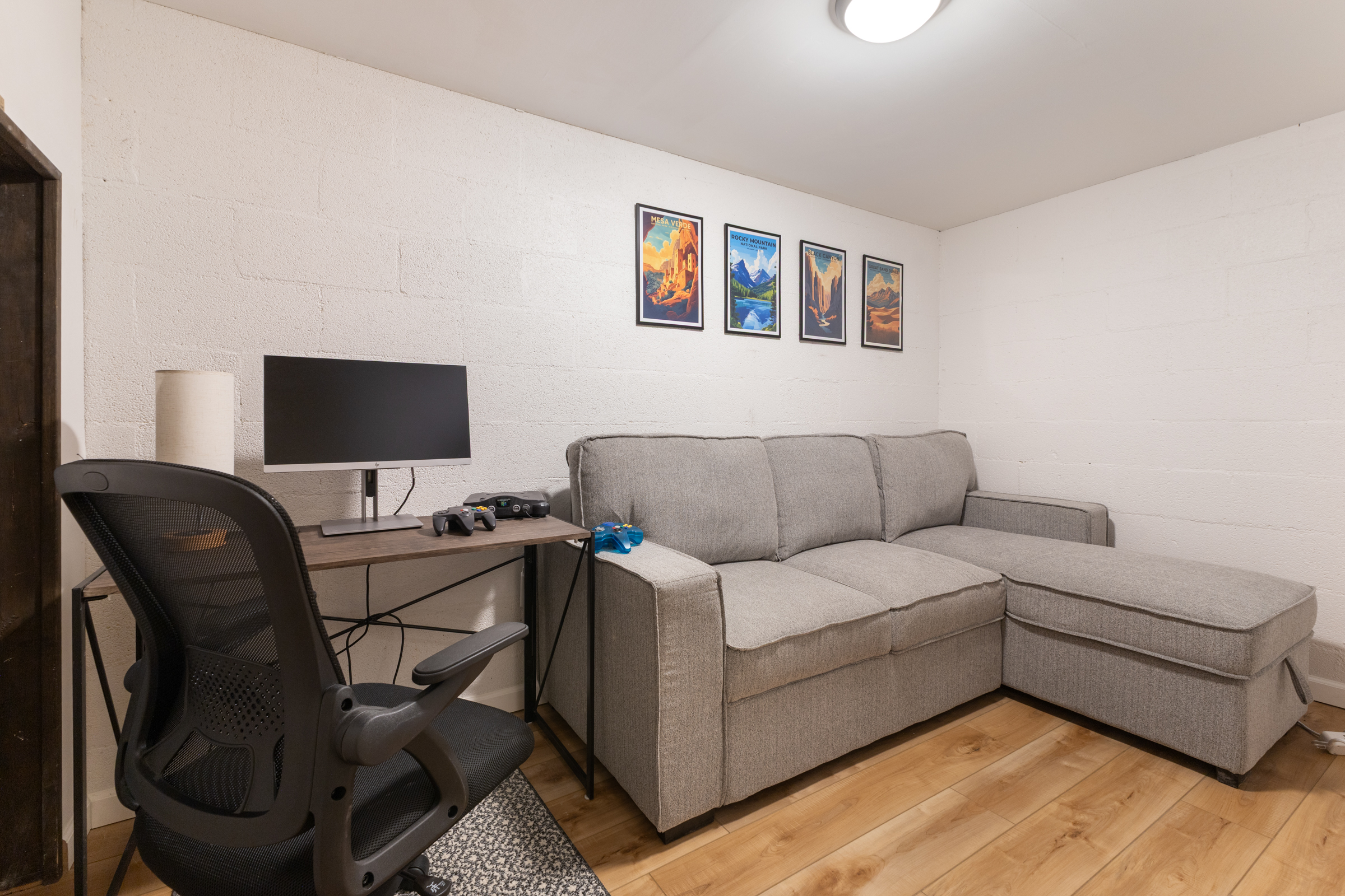 Lower Level Living Room | Smart Tv | Workspace