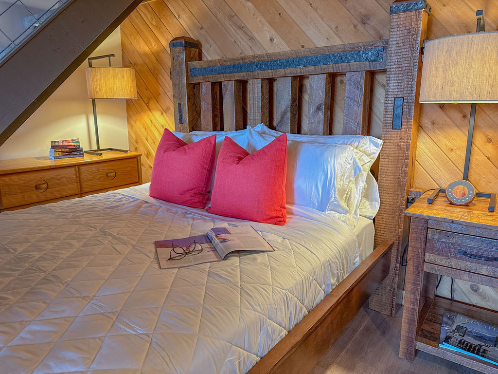 Enjoy reading while listening to the calming sounds coming from the little white-noise maker on the nightstand.