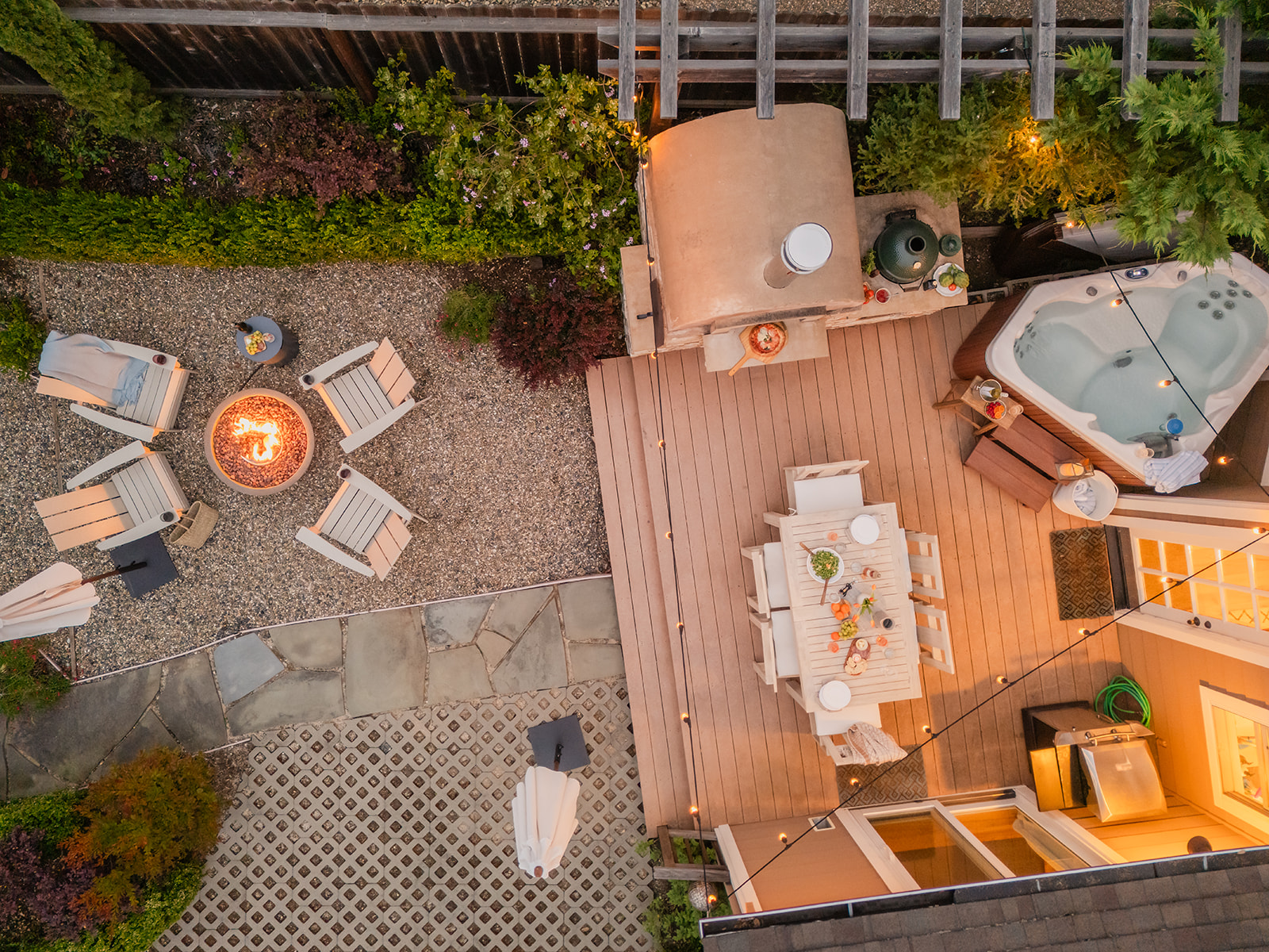 Aerial view of the back yard