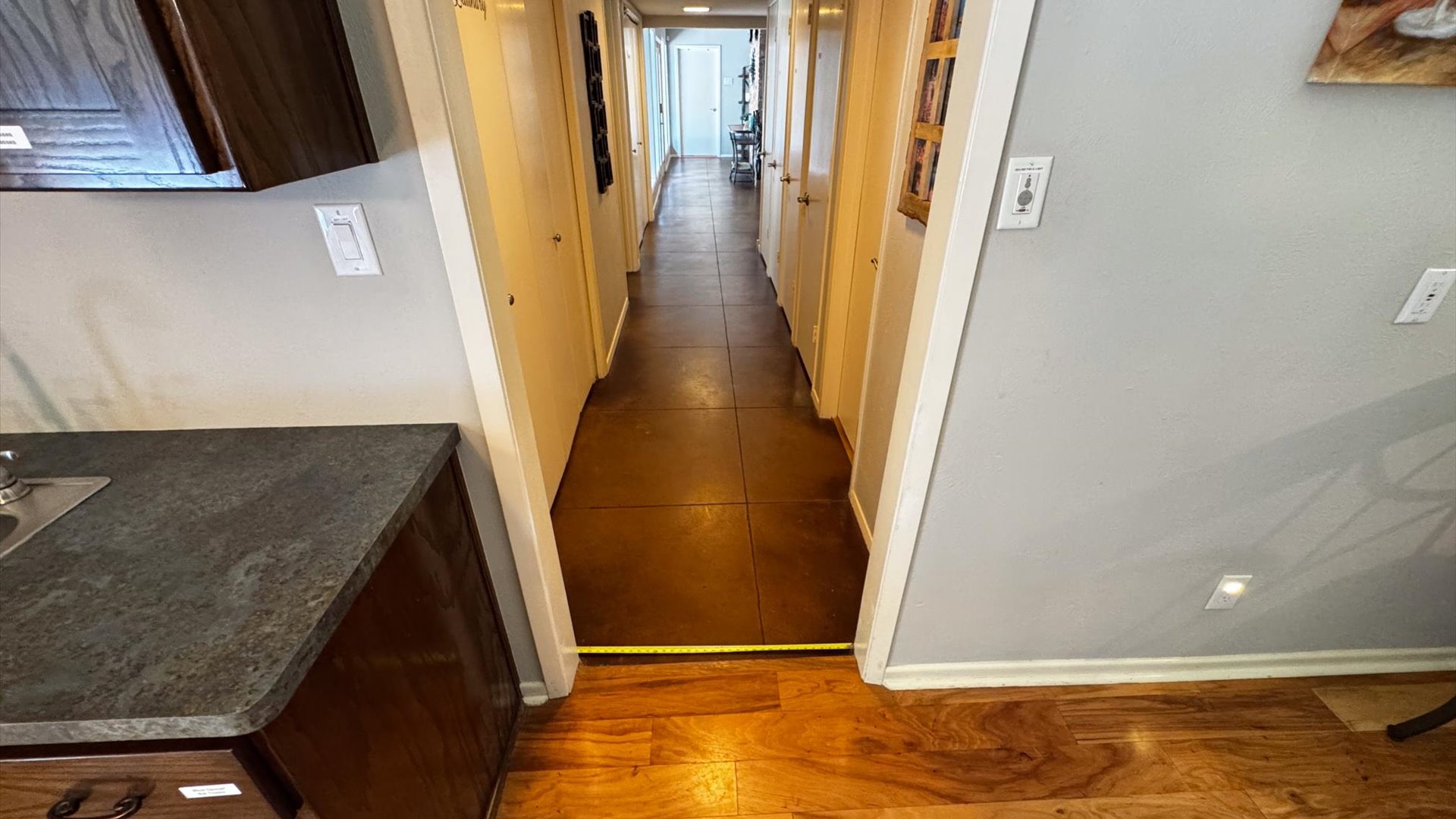 From Living Room looking down to the Lobby. This is close to the hallway bathroom.