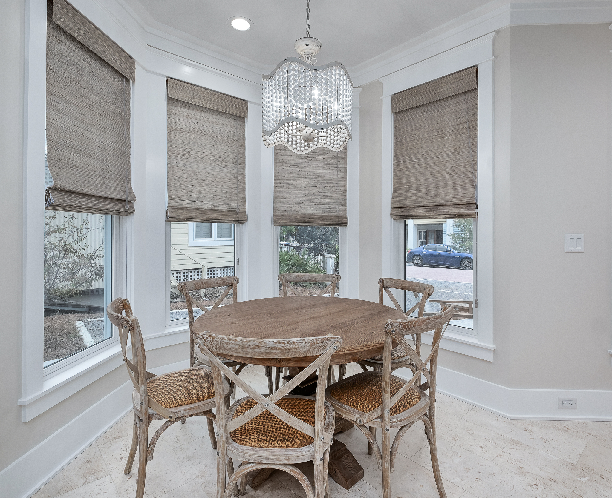 Dining table comfortably seats 6.