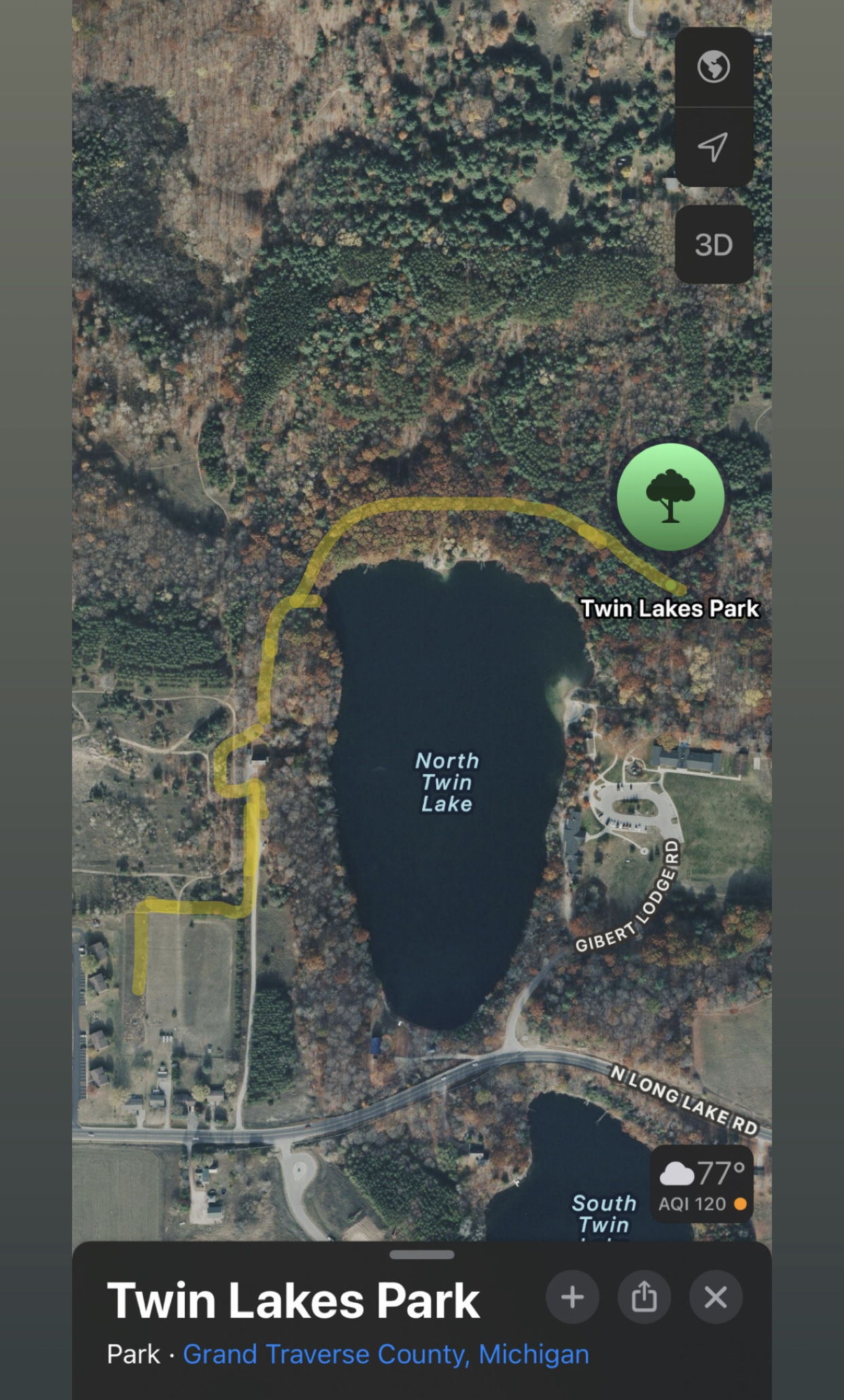 Map of walking path to Twin Lakes