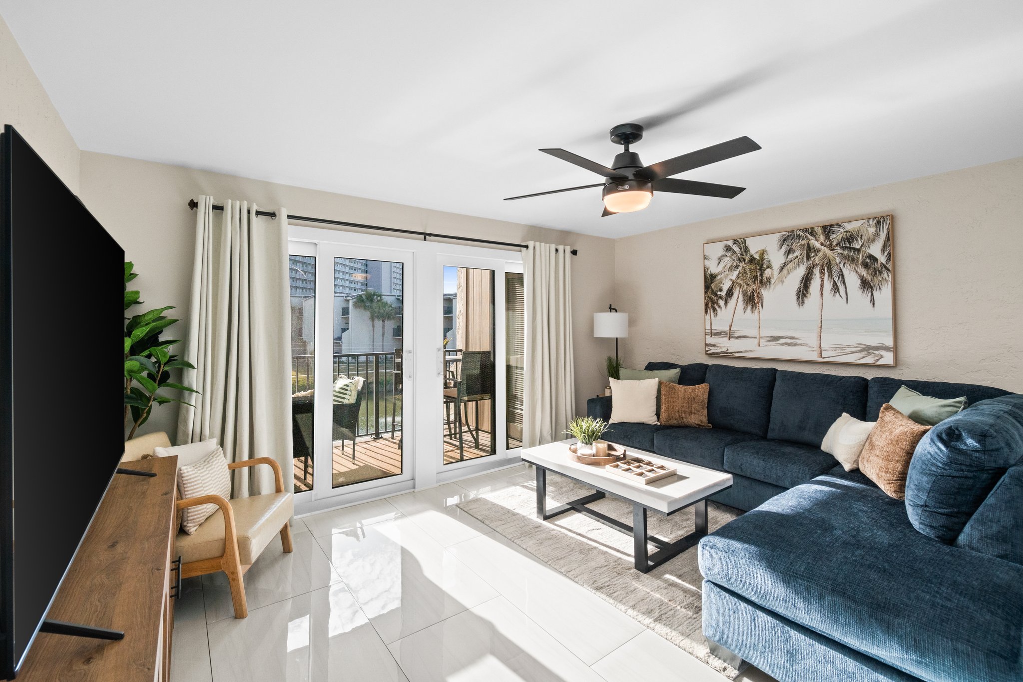 watch tv after a day on the beach with a snack or drink