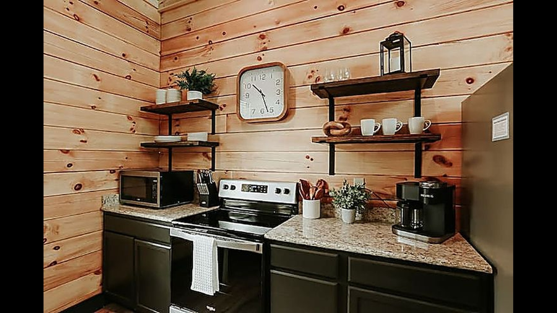 Start your day at the cozy coffee bar—complete with all the essentials for slow, comforting mountain mornings