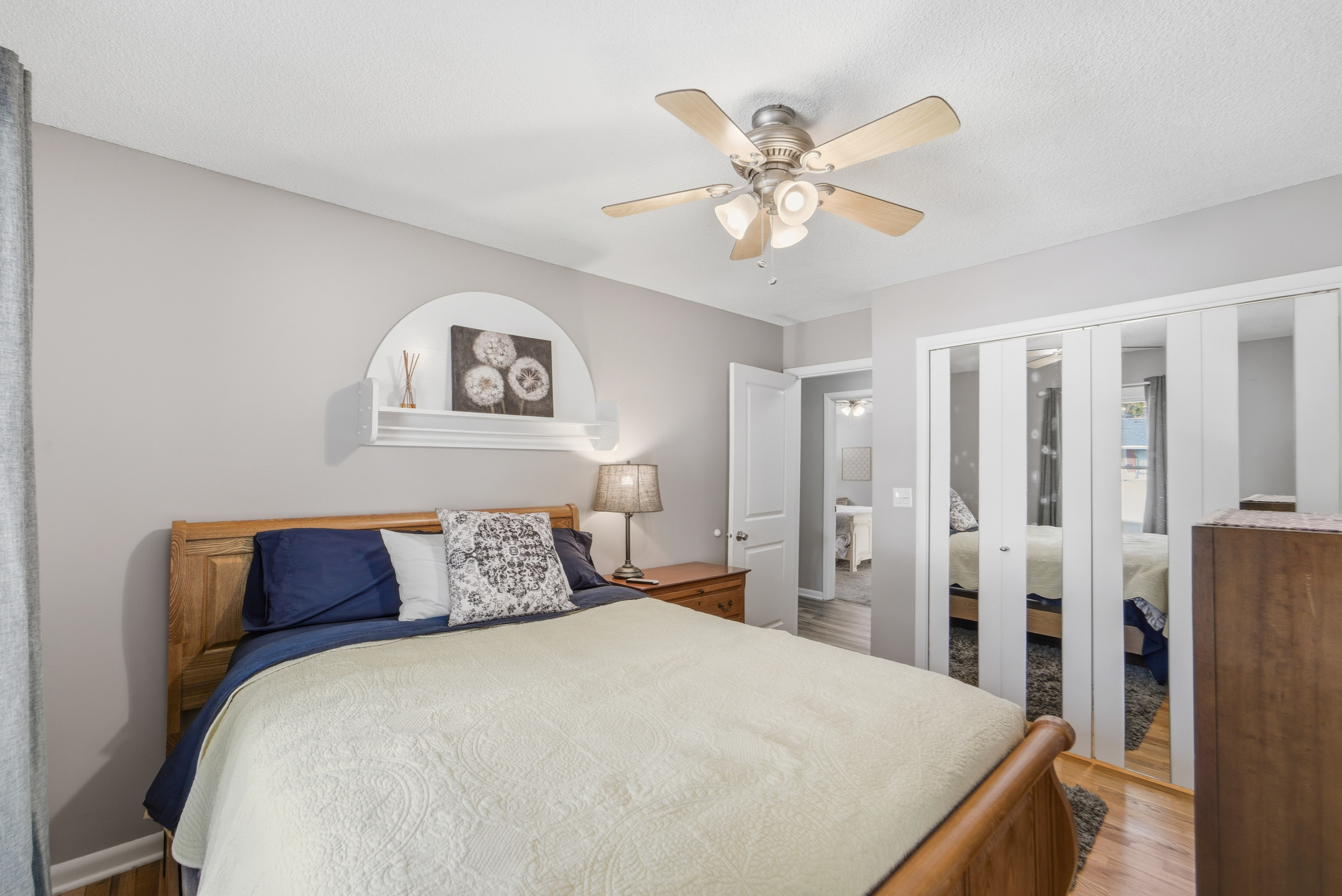 Bedroom 1, The adjustable bed can be programmed for various incline positions for both the feet and head.