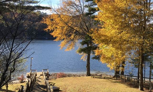 Fall is magical at the lake as the trees come on fire