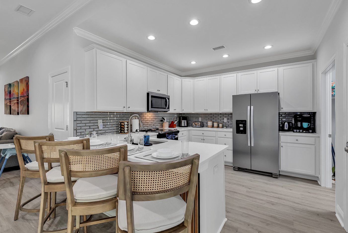 Welcome to our fully-equipped kitchen, where culinary adventures await. From morning coffees to gourmet dinners, every meal is a delight with all the essentials at your fingertips. Unleash you