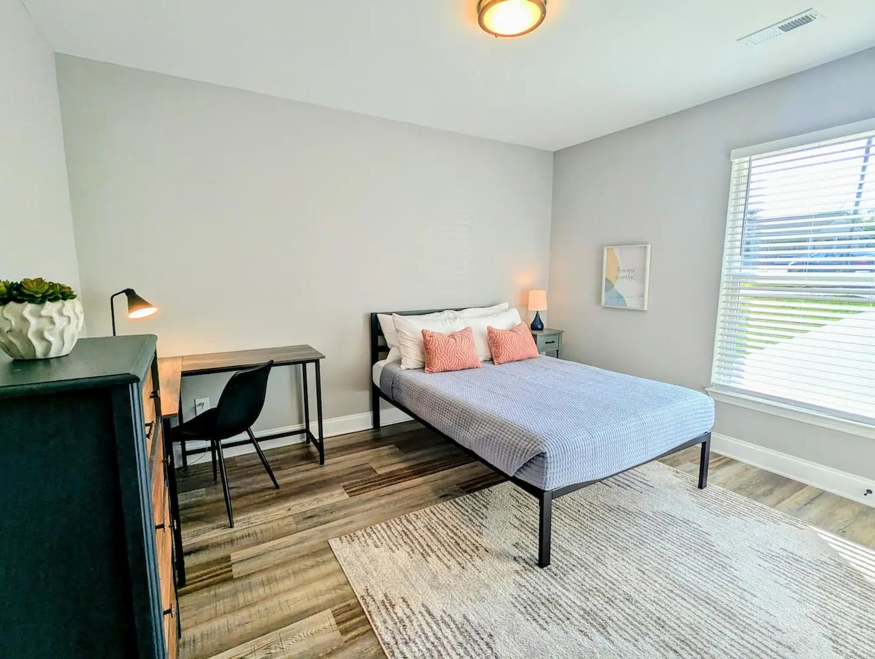 Right side of duplex - Double bedroom with desk