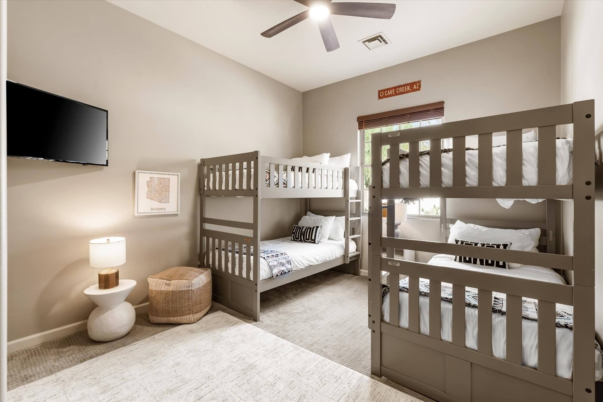 Custom Bunk Room w Smart TV & Desert Vibe