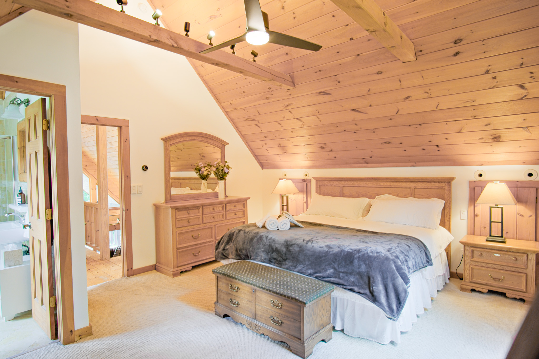 The Master Suite offers the most luxurious experience with top of the line, king-size, memory foam mattress.