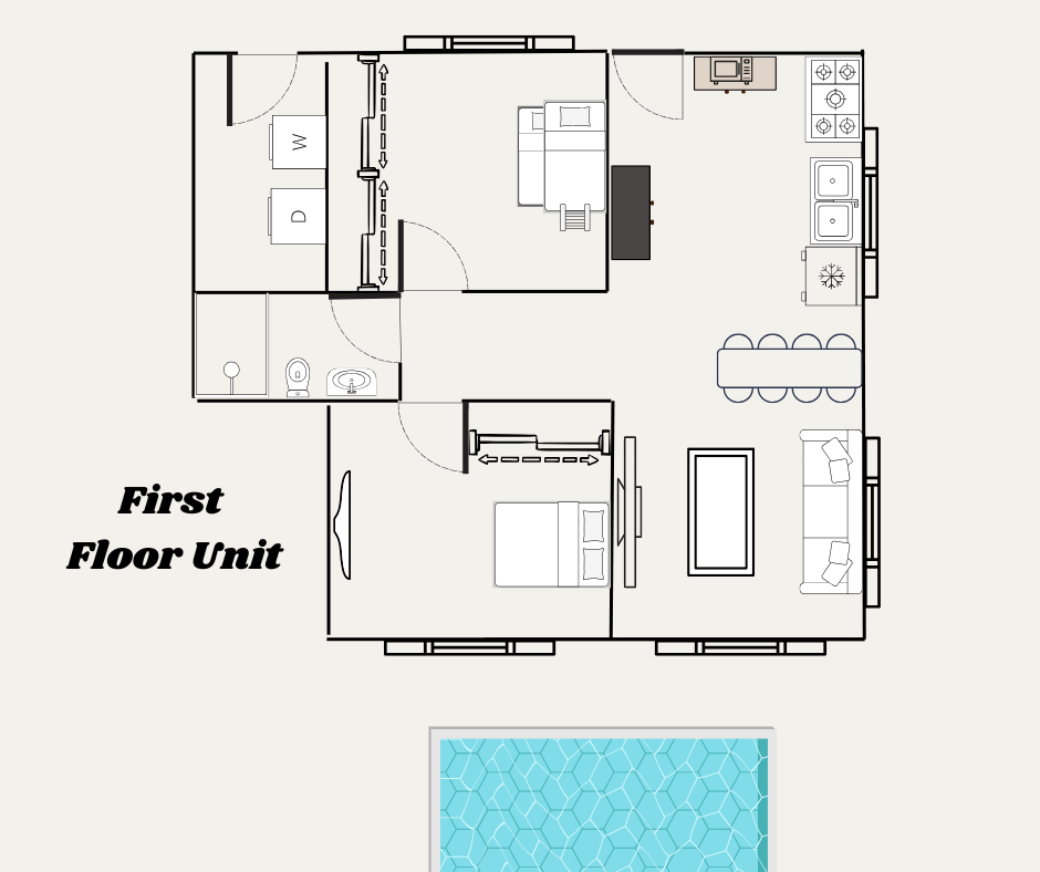 Floor plan of the apartment — not to scale, but it provides a good idea of the layout.