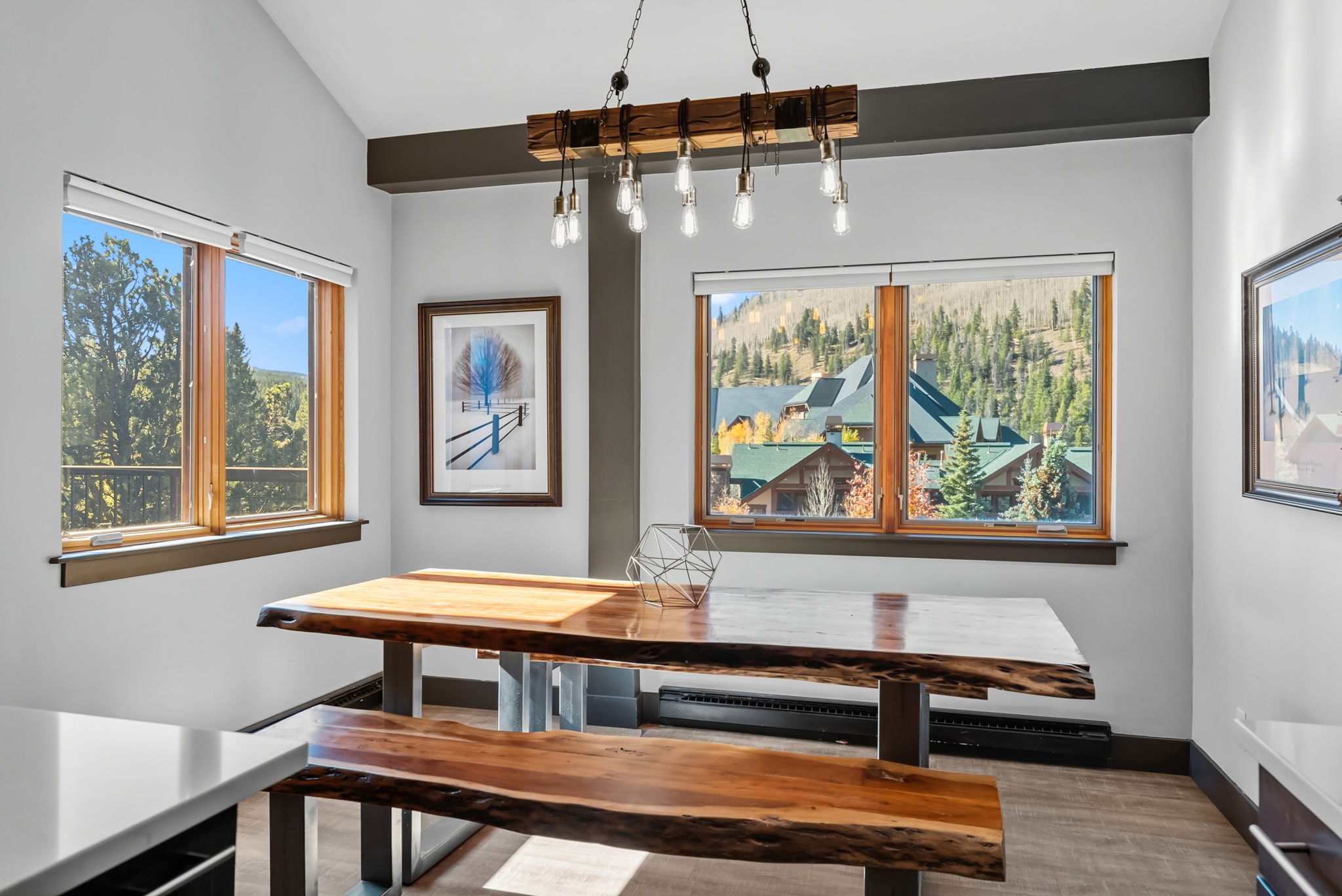 Dining table with bench seating