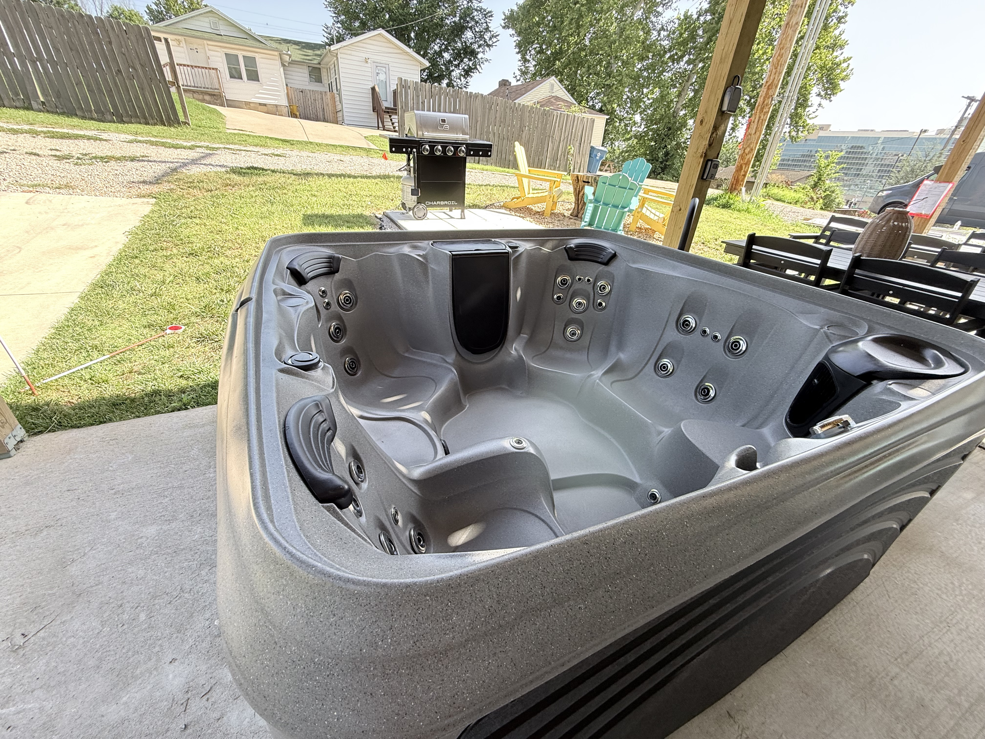 Enjoy relaxing in hot tub after a long day shopping or golfing