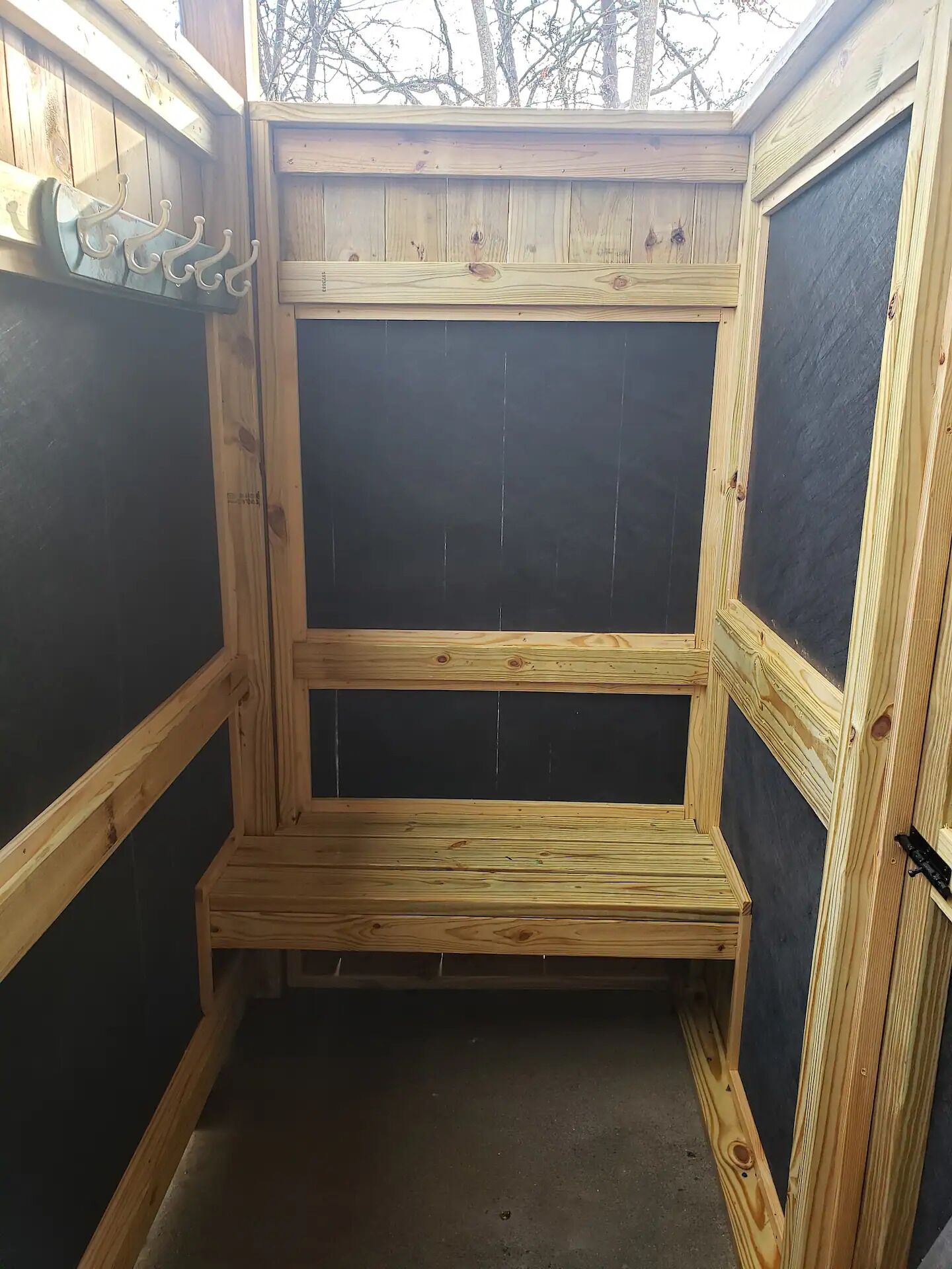 Outdoor shower for rinsing off after the lake