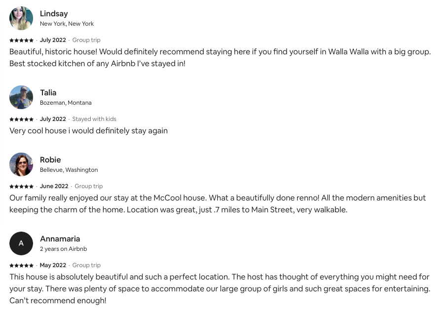 Historic guest reviews. 