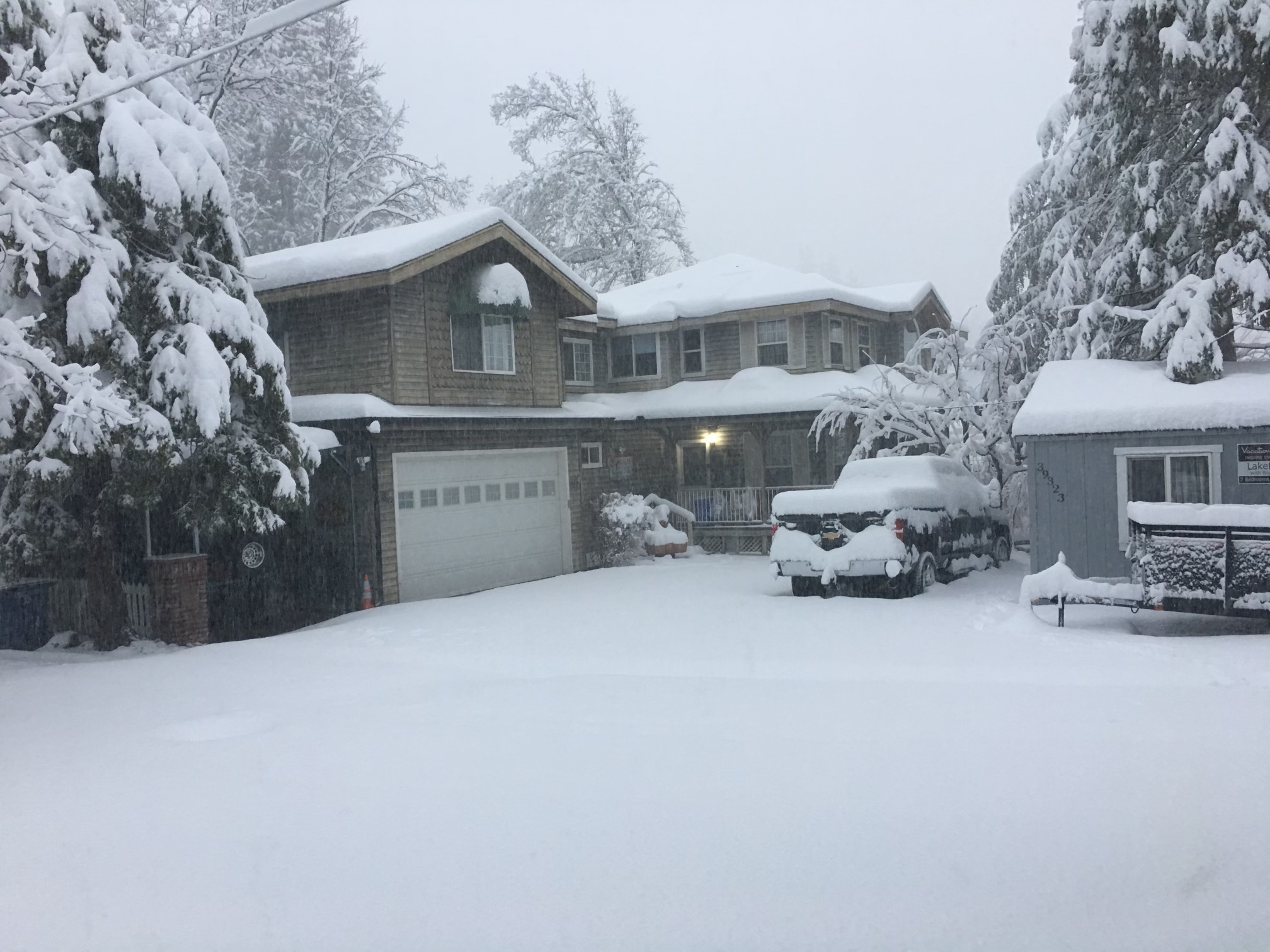 Home after a winter snowstorm