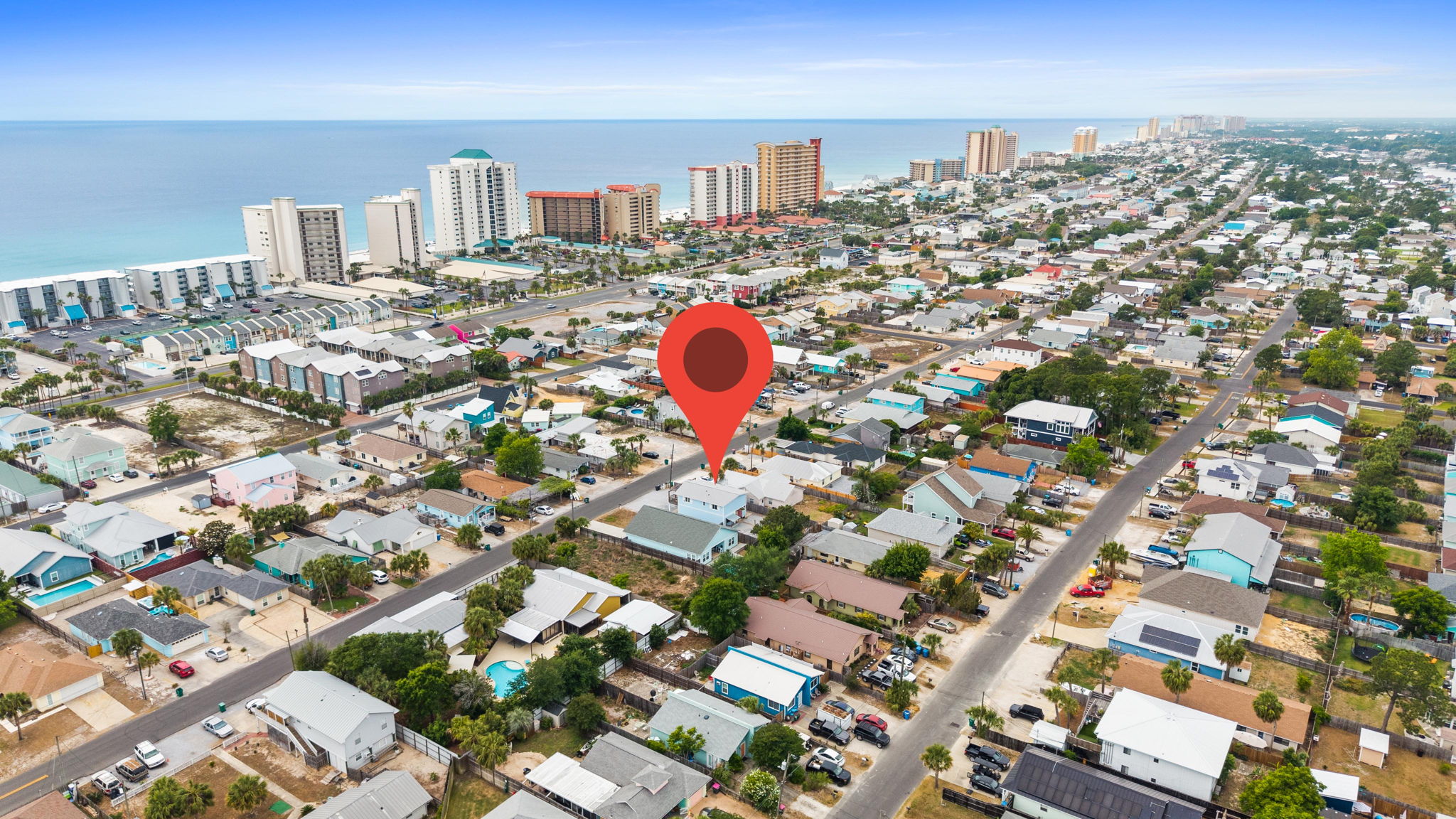 Aerial of Area with Pin where House is located at.