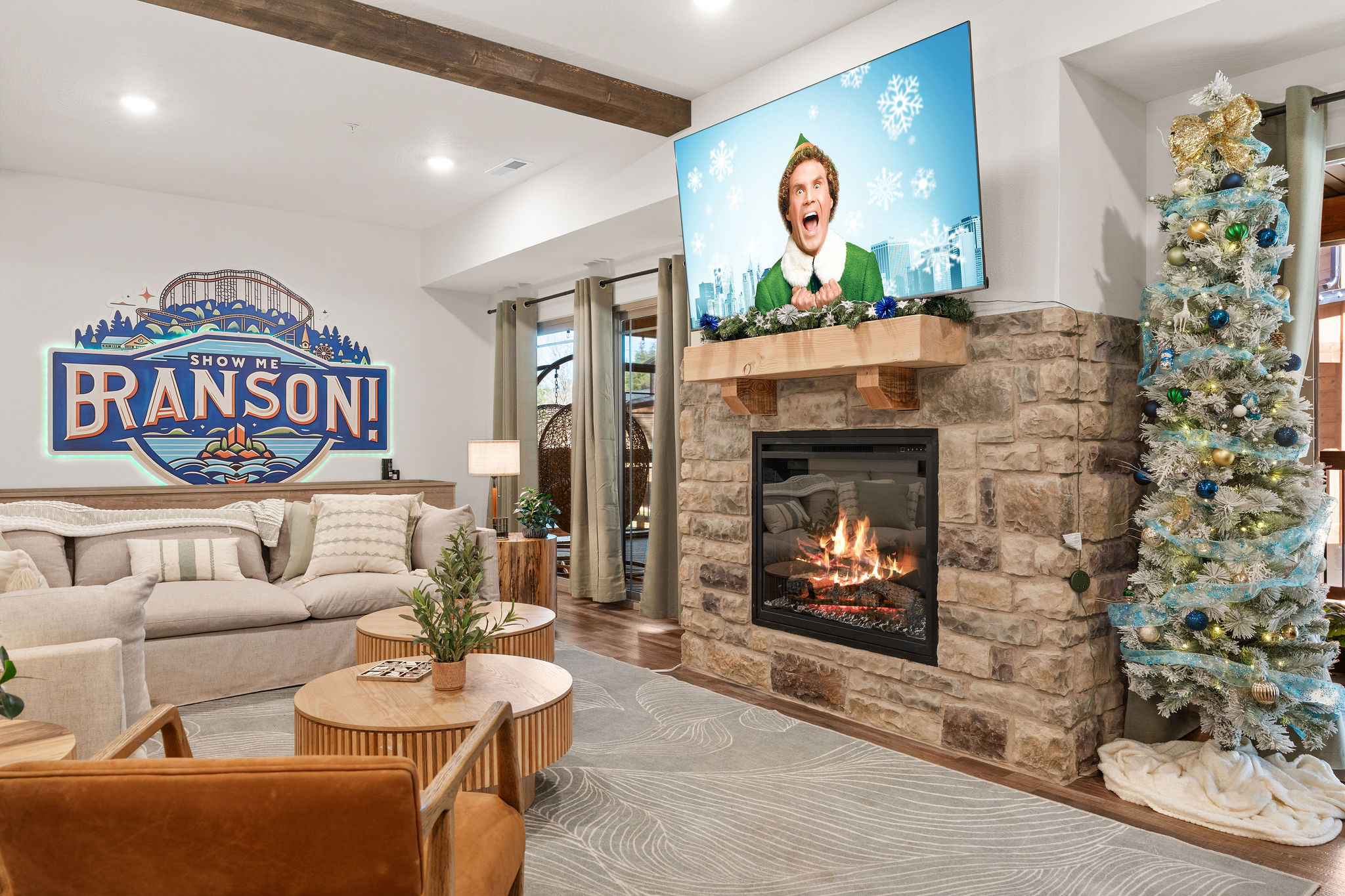 Decorated for Christmas and ready for Elf movie time!