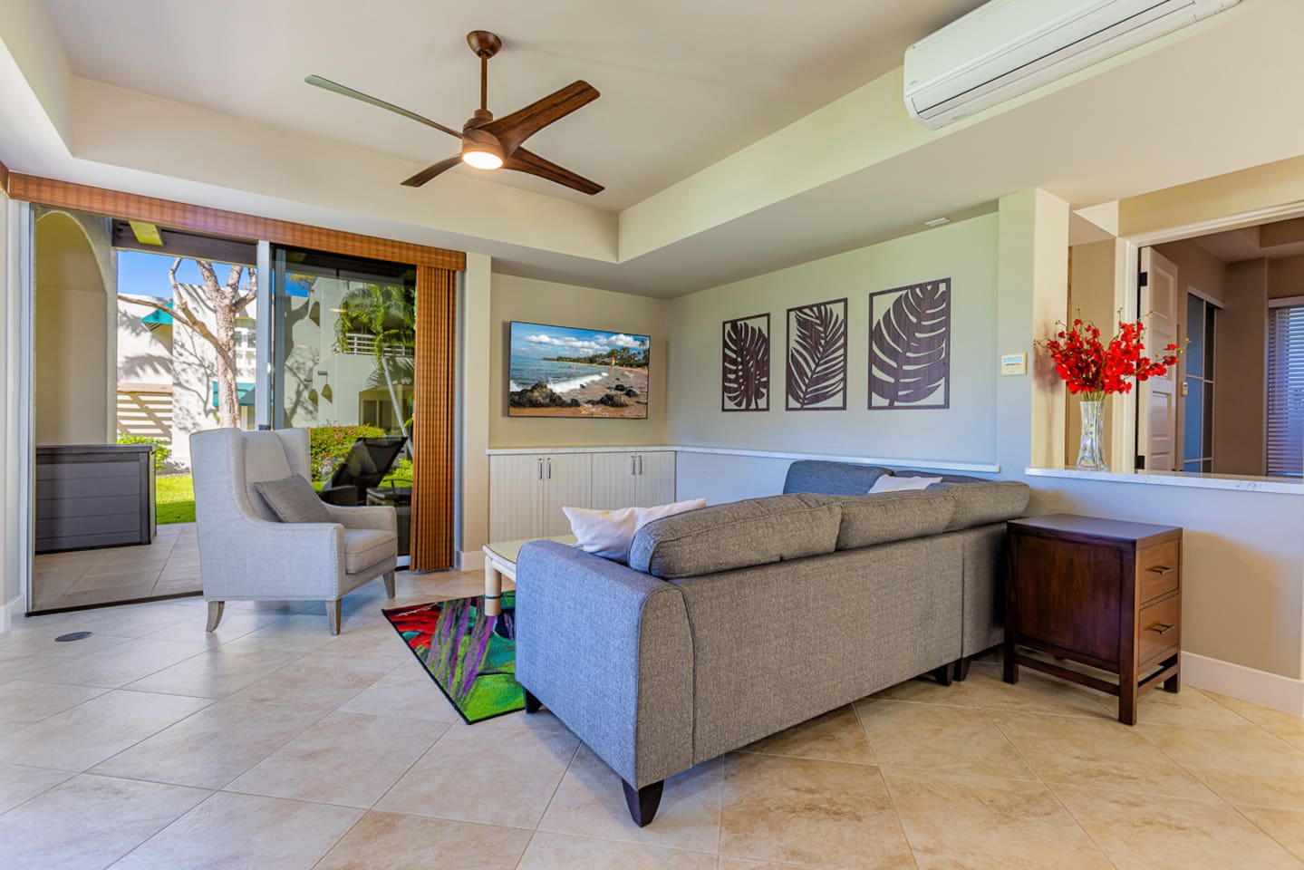 the living room with lanai just beyond