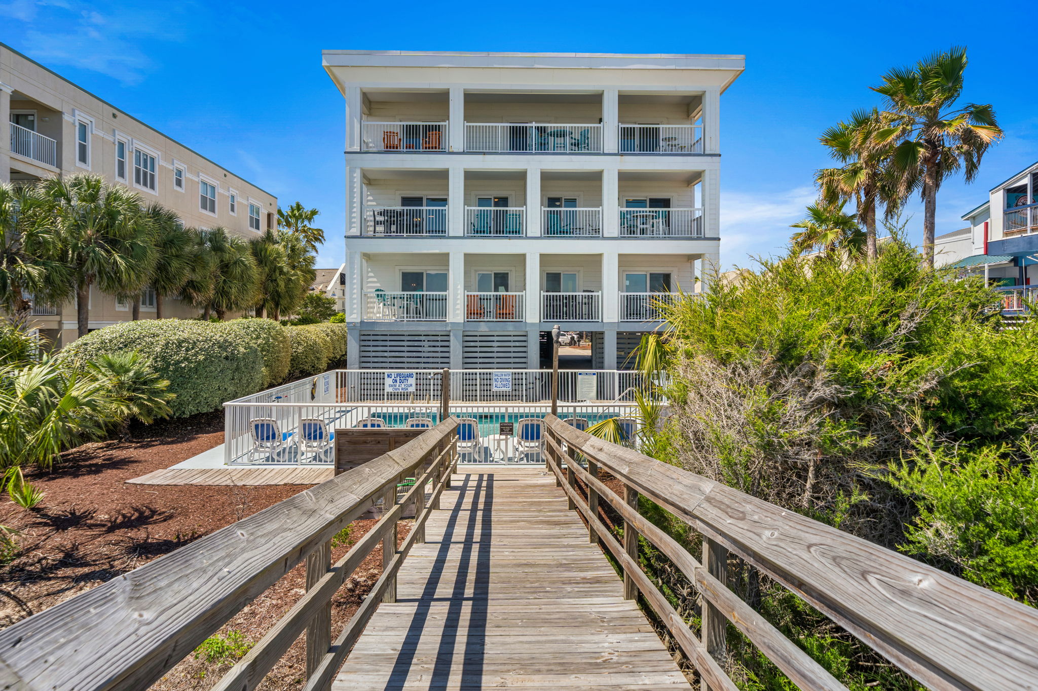 Boardwalk from beach  | Morning Sunrise | 302 Oceanview | 1116 Ocean Blvd, Isle of Palms, SC | IOP Escapes