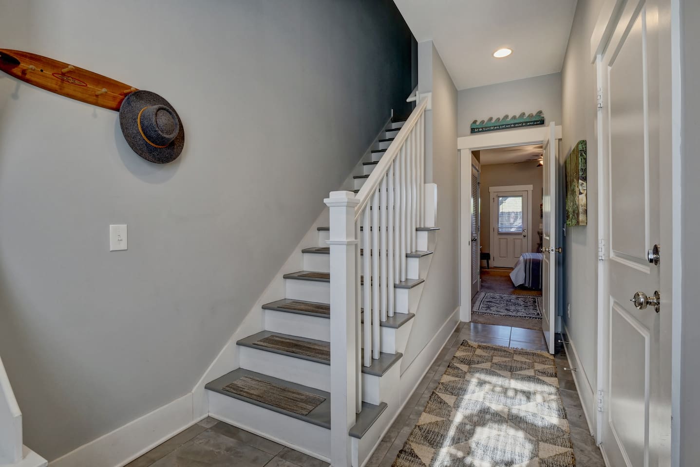 Shared foyer with private entrance at end of hall