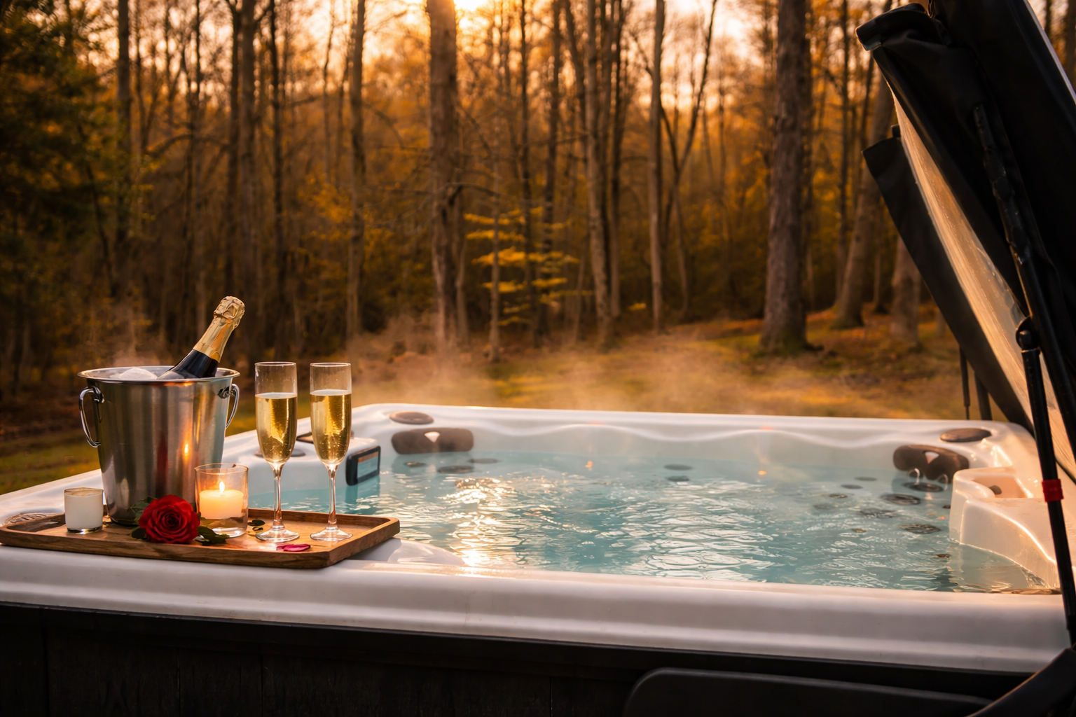 Unwind in 6-person Hot Tub while enjoying nature or stargazing