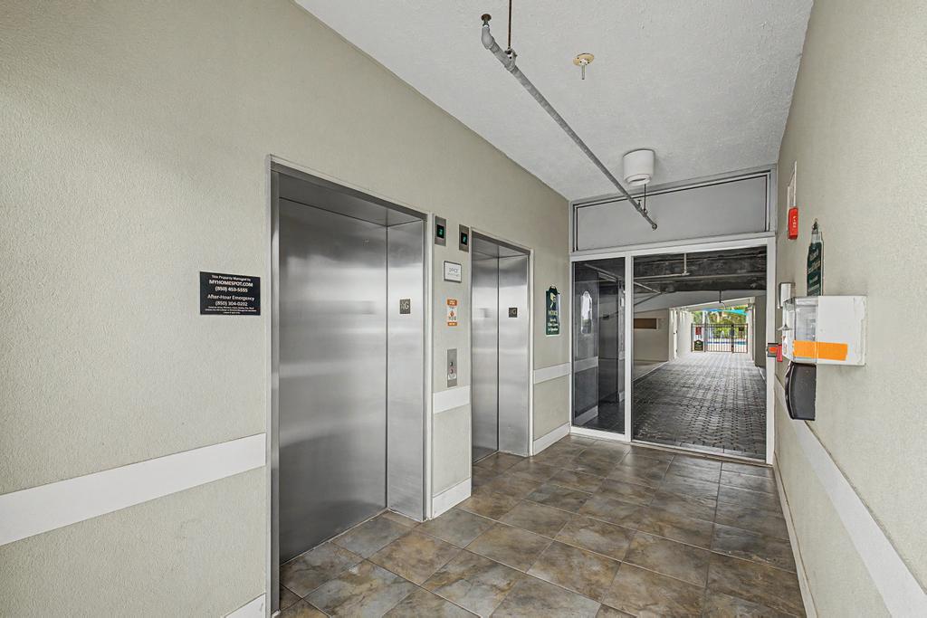 Elevator lobby, no stairs
