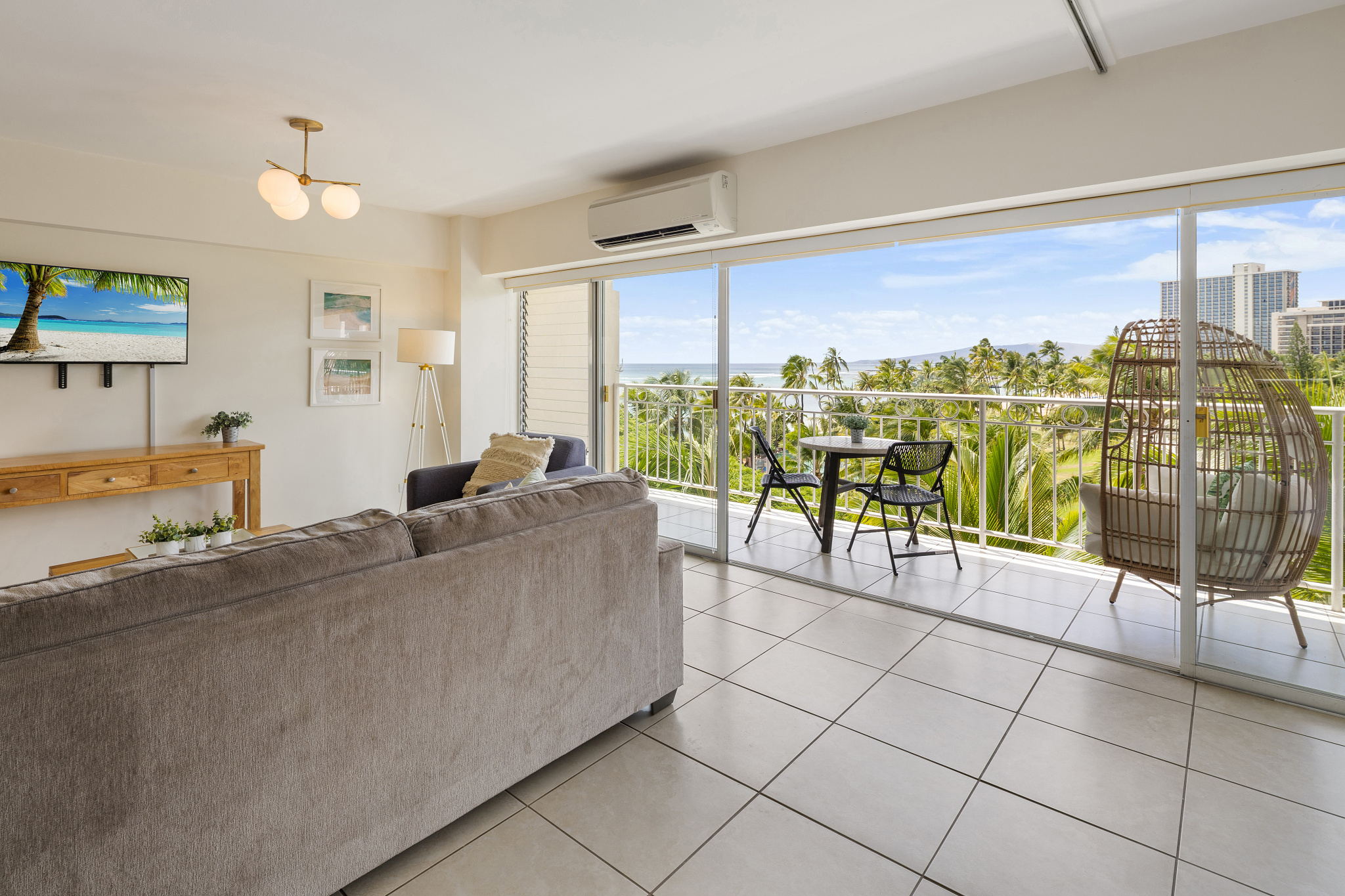 Living area and adjacent private lanai