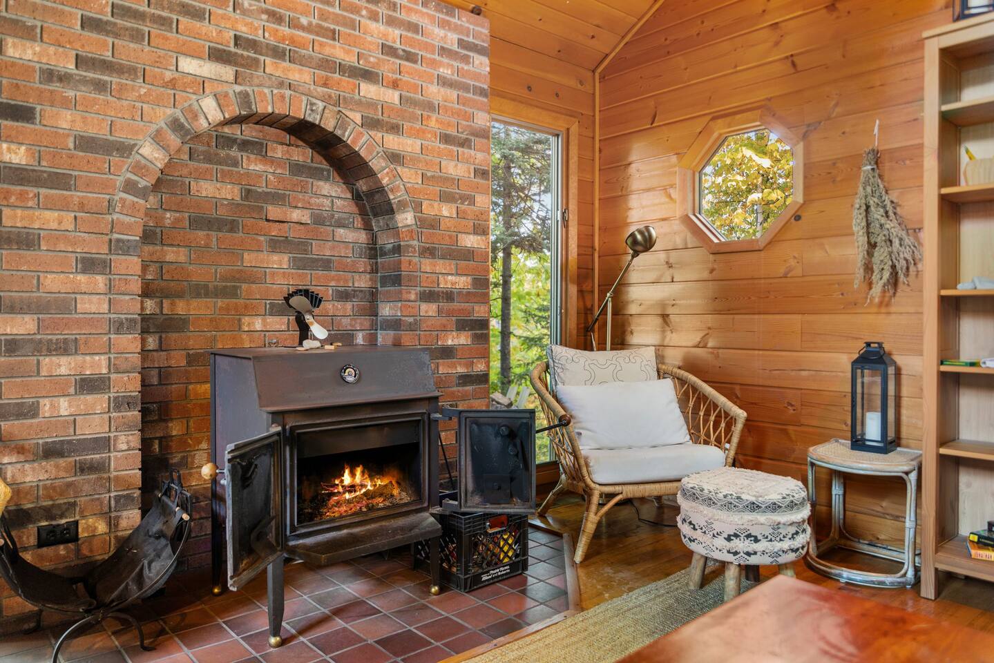 Unwind by the fire in the cozy living room