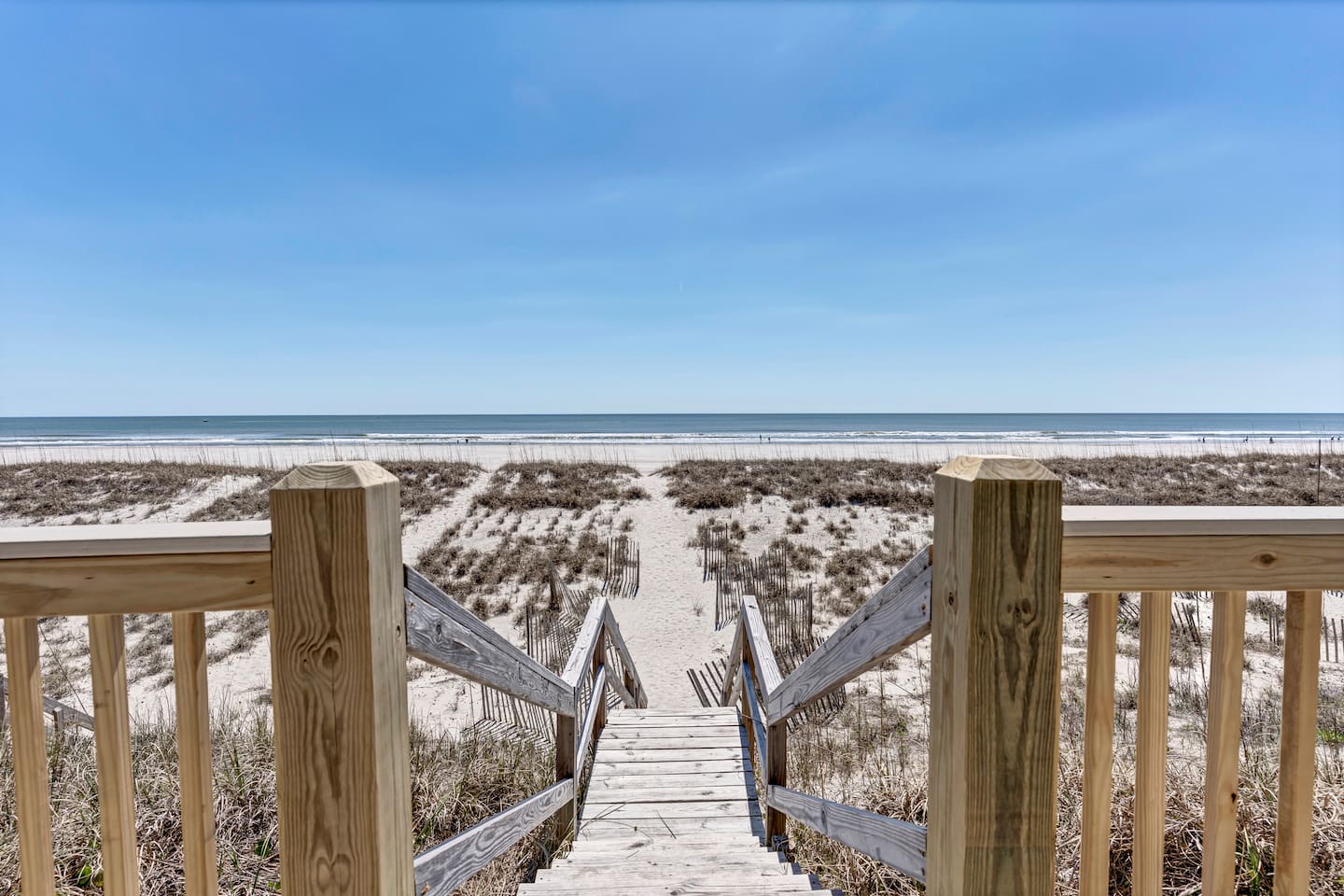 Stairs and walkway to beach from back deck
