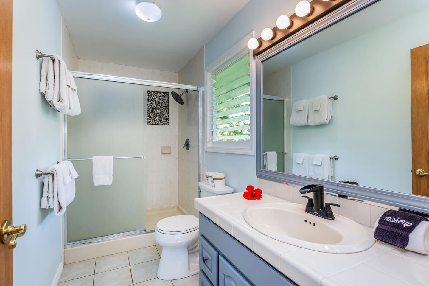Bahama Master Suite - Downstairs Bathroom with a rain shower.