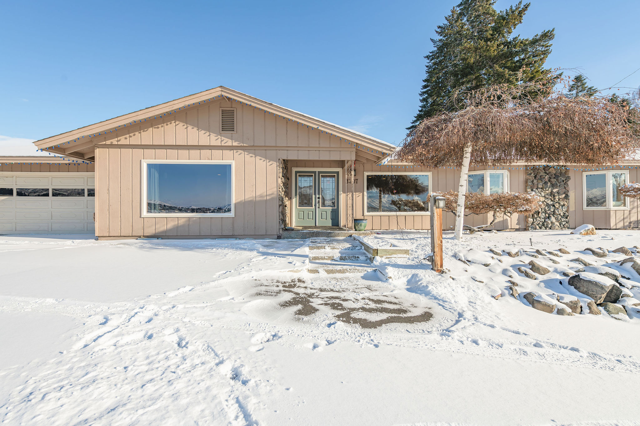 Exterior of the house in the winter time