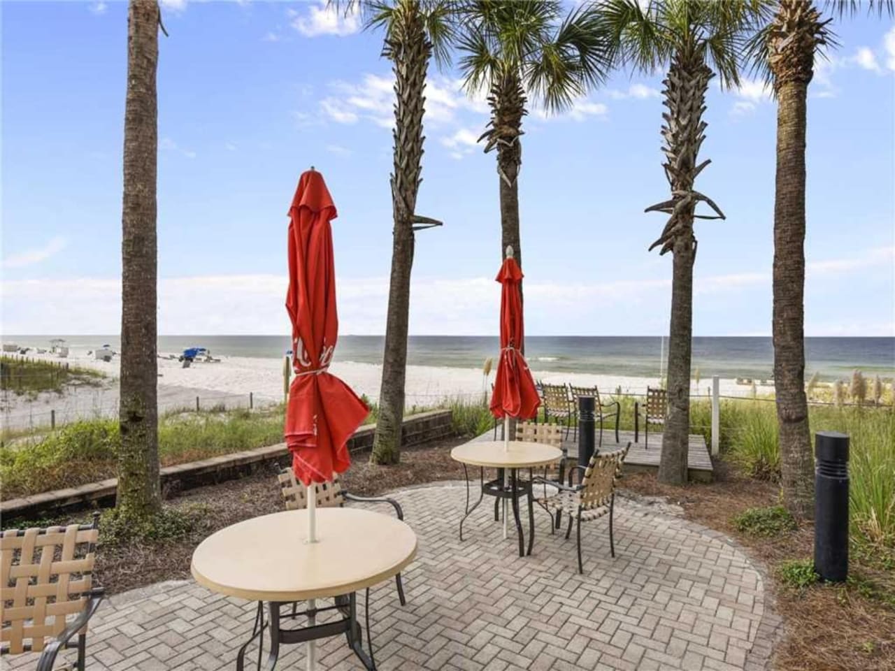 A lovely spot next to the palm trees to sit and sip on your favorite tropical drink or have a snack, as the tropical breeze blows through your hair and the waves roll in. (Can't you hear them now? )