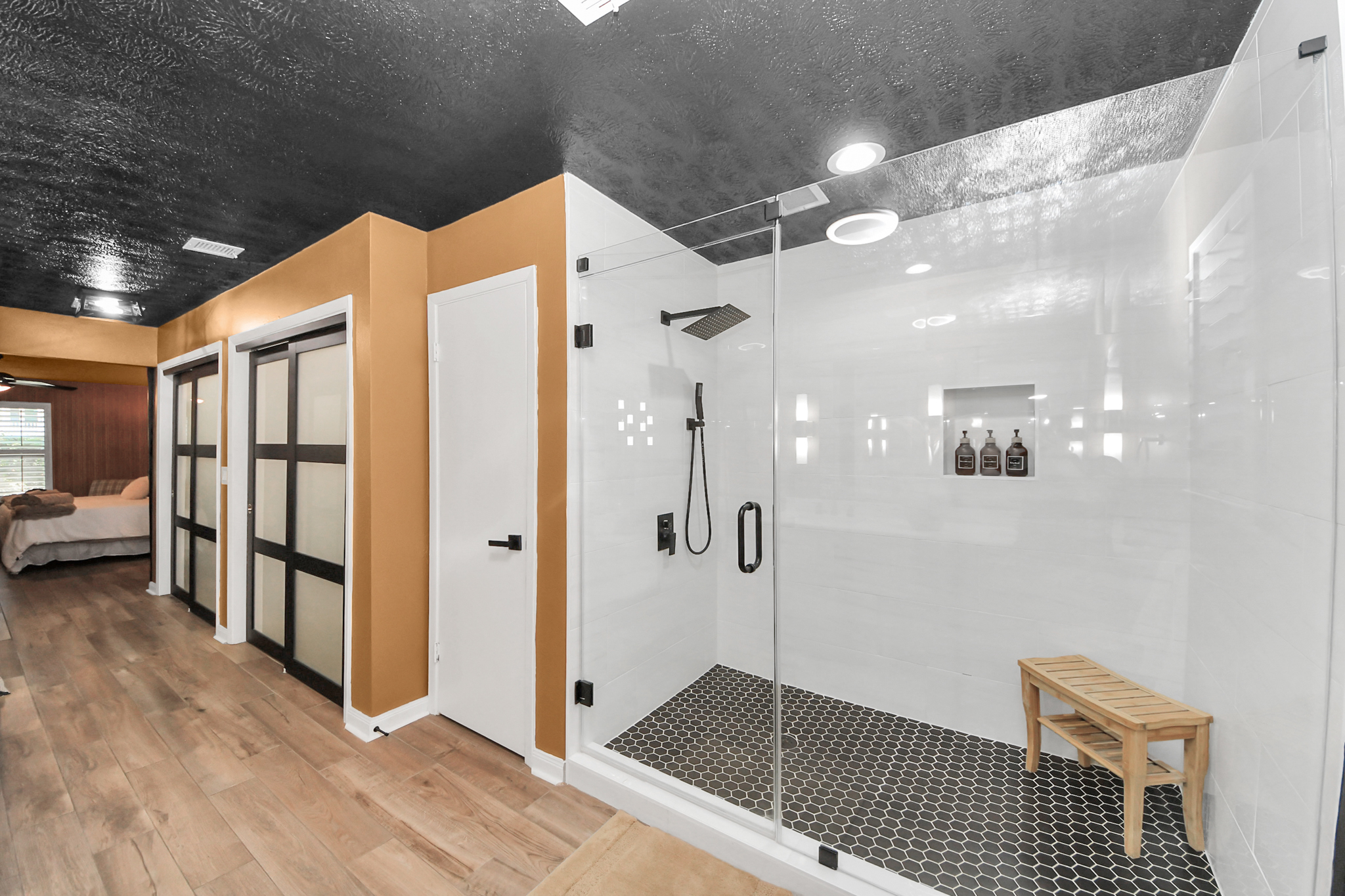 Oversized walk-in shower that was designed with luxury in mind. 