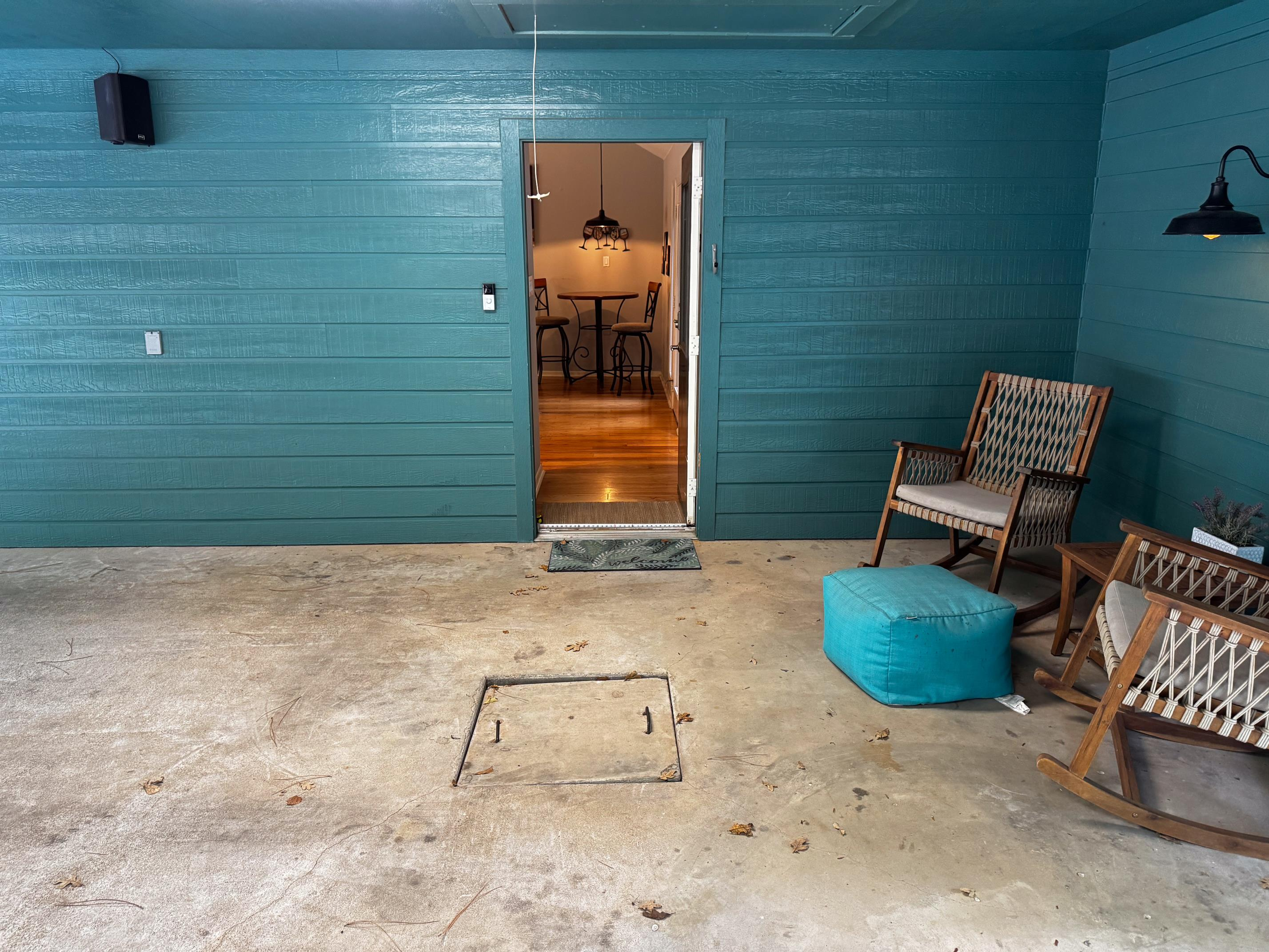 Sitting area in the carport.