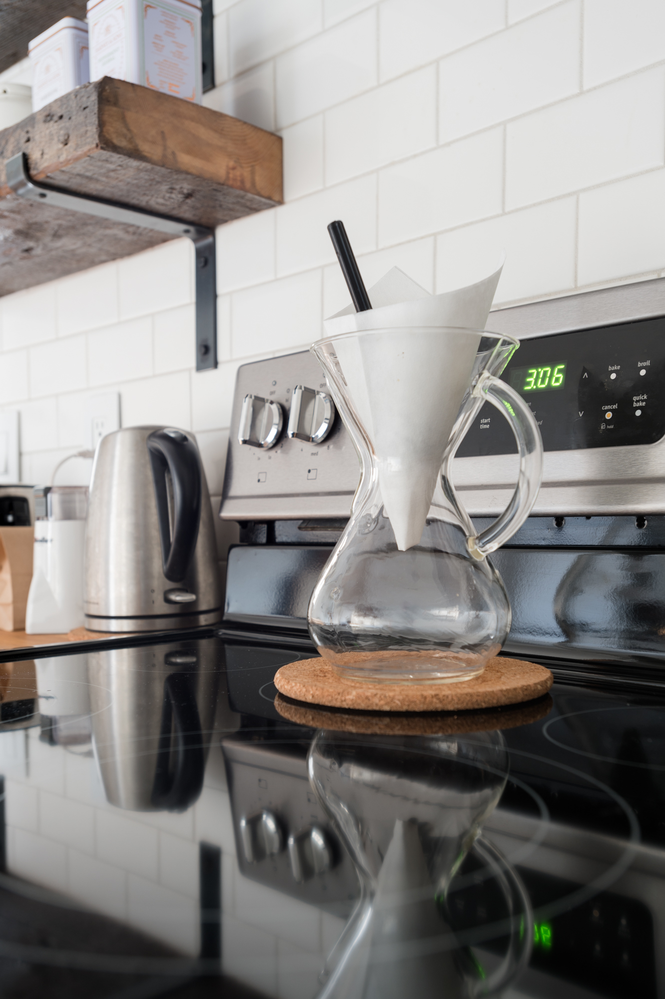 Kettle and carafe, ready for morning coffee