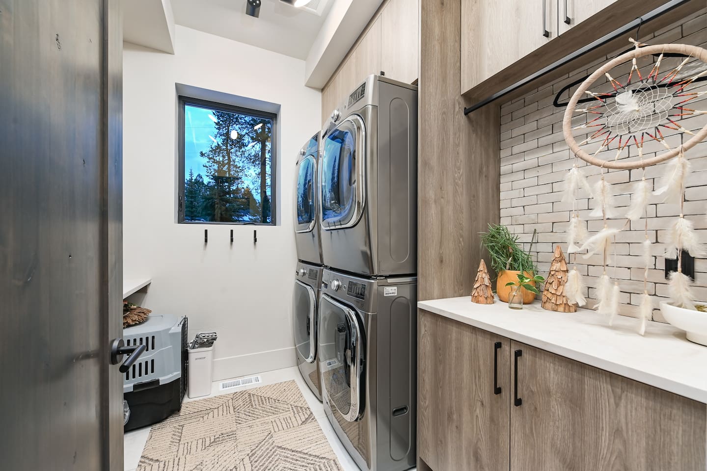 Tandem washer and dryer.