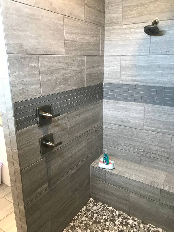 Walk-in shower in the Master Bath