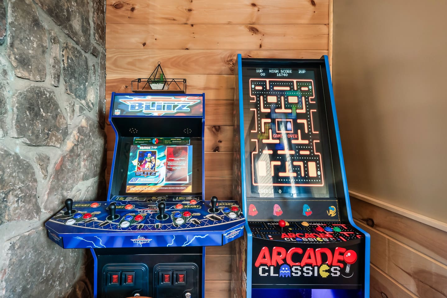 Game on! Enjoy lots of competitive fun with NFL Blitz & a new "multicade" Arcade Classics game system with 50+ games.