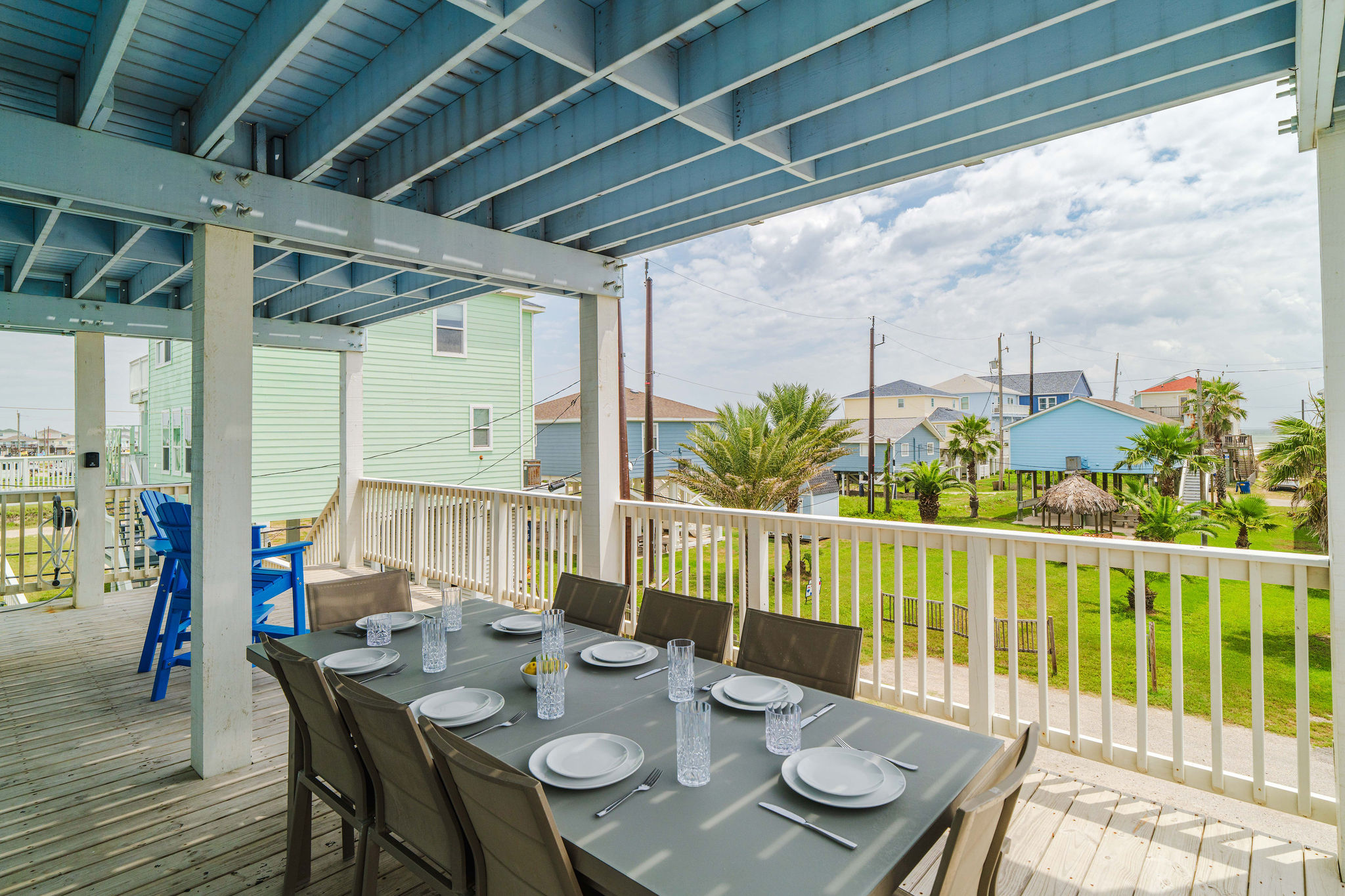 Main-deck dining — outdoor seating for sunset seafood nights and long lazy brunches.